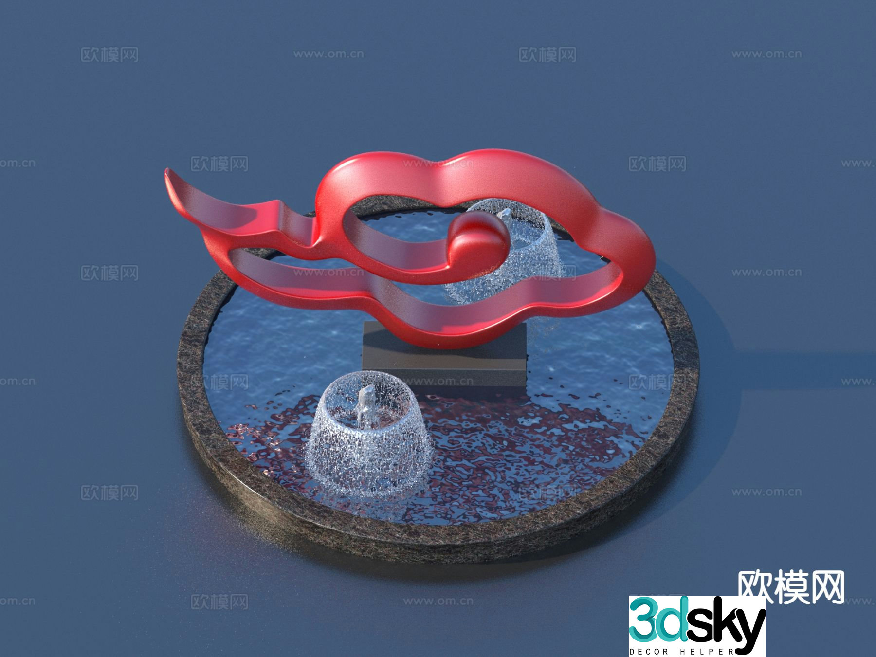 New Chinese style urban sculpture water fountain landscape sculpture 3d model