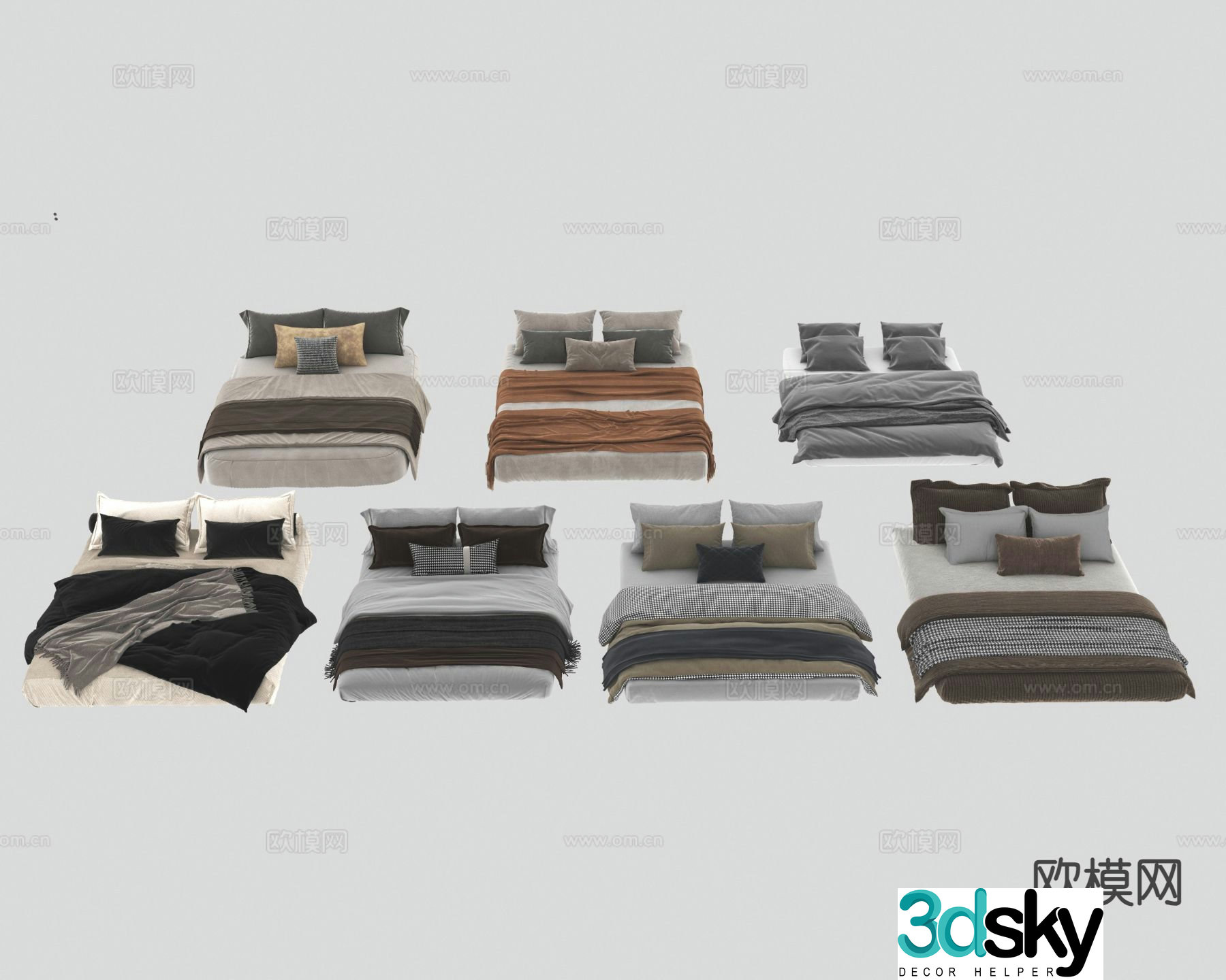 Modern double bed 3d model