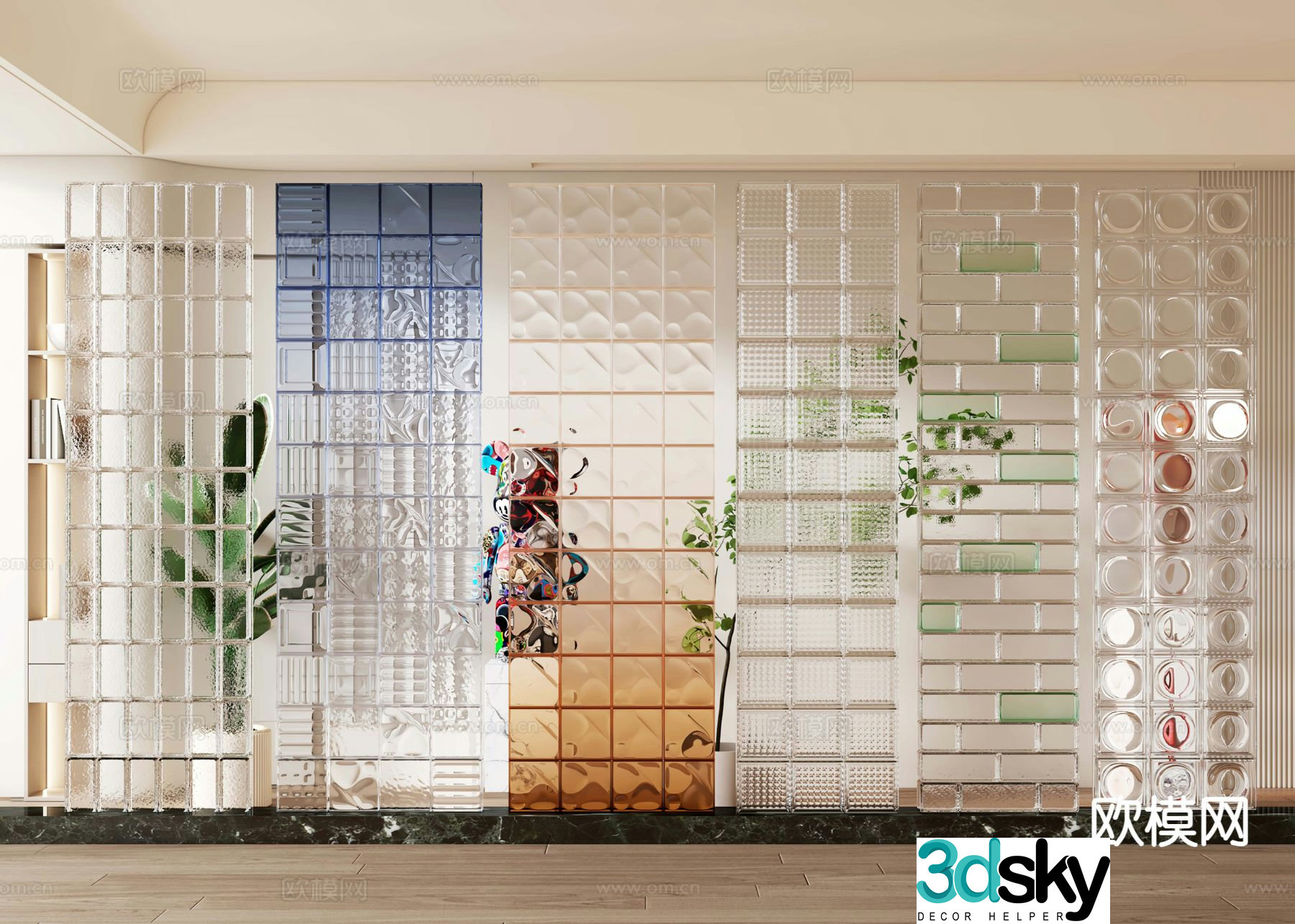 Glass partition glass brick 3d model