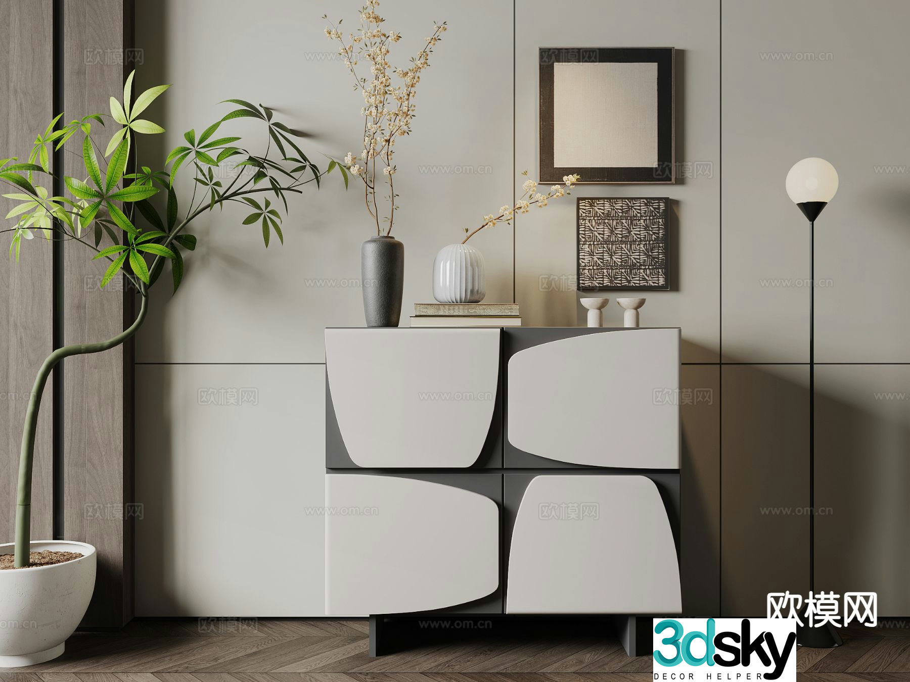 Modern side cabinet entrance cabinet 3d model
