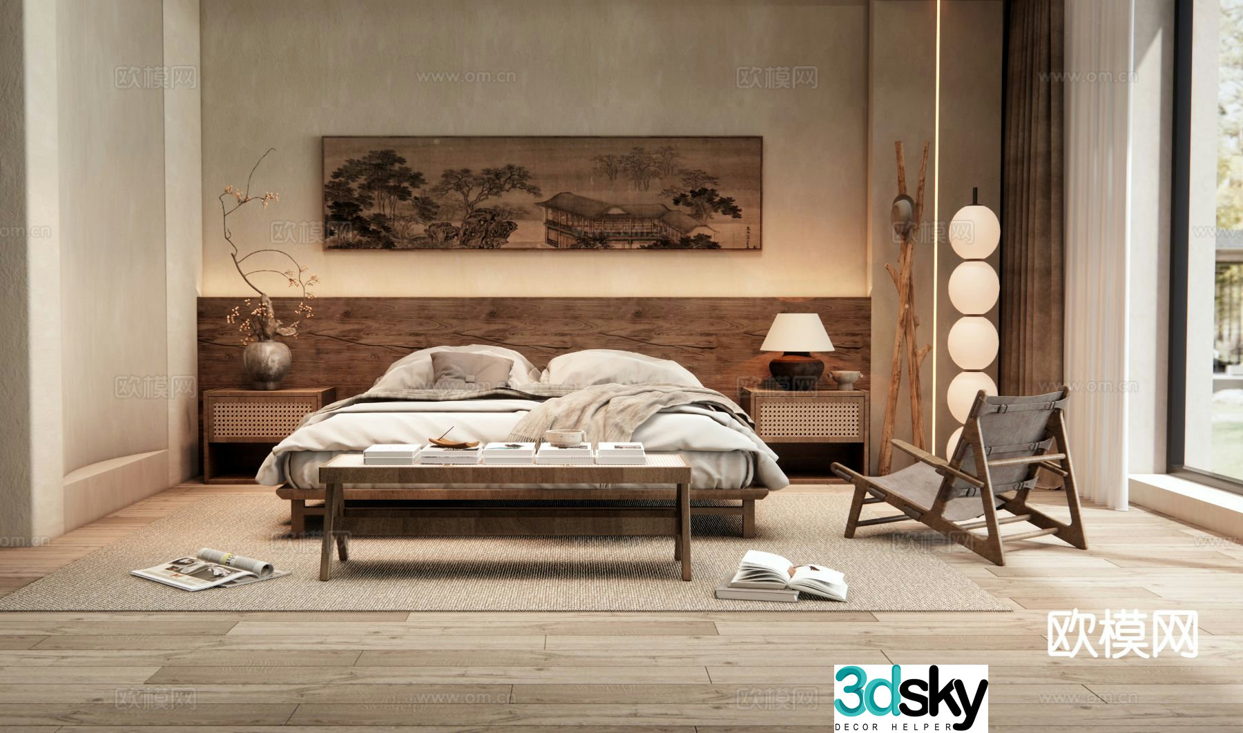 Medieval style double bed 3d model