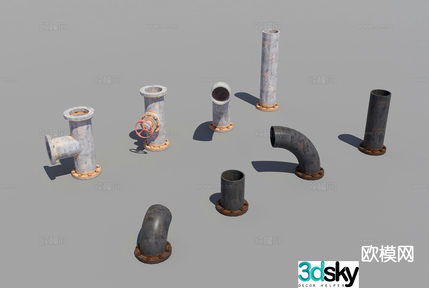Industrial pipes, industrial equipment, water pipes 3d model