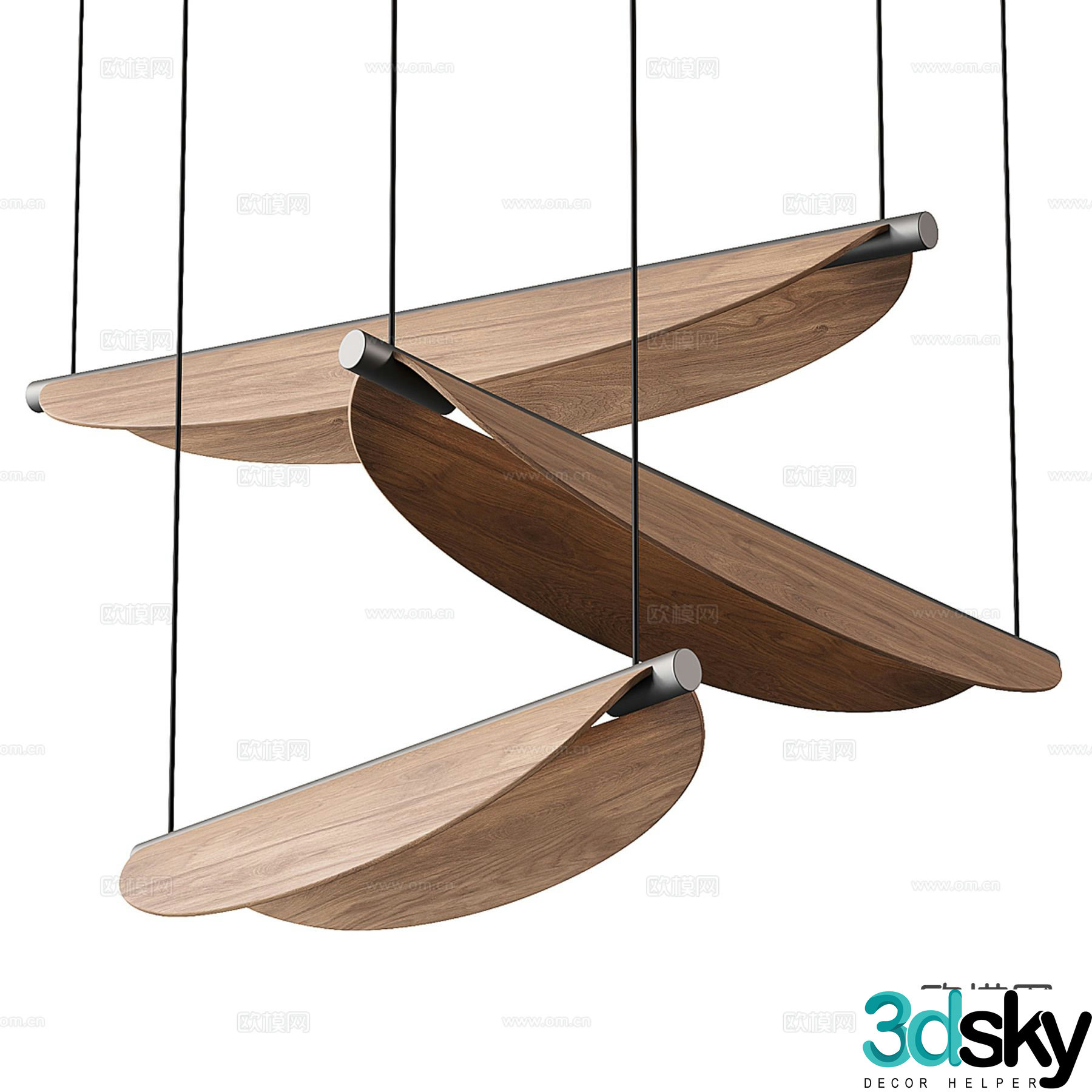 Medieval style chandelier wood chip chandelier 3d model