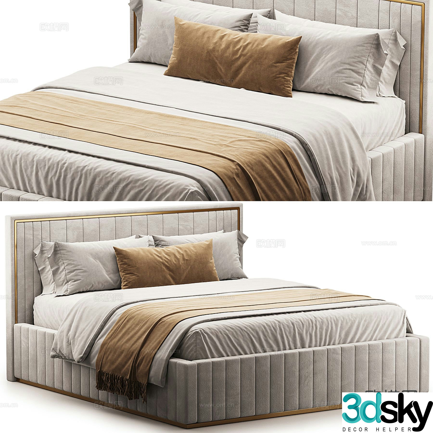Elmalek European double bed 3d model