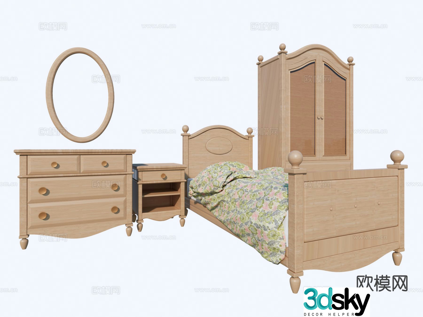 American children’s bed 3d model