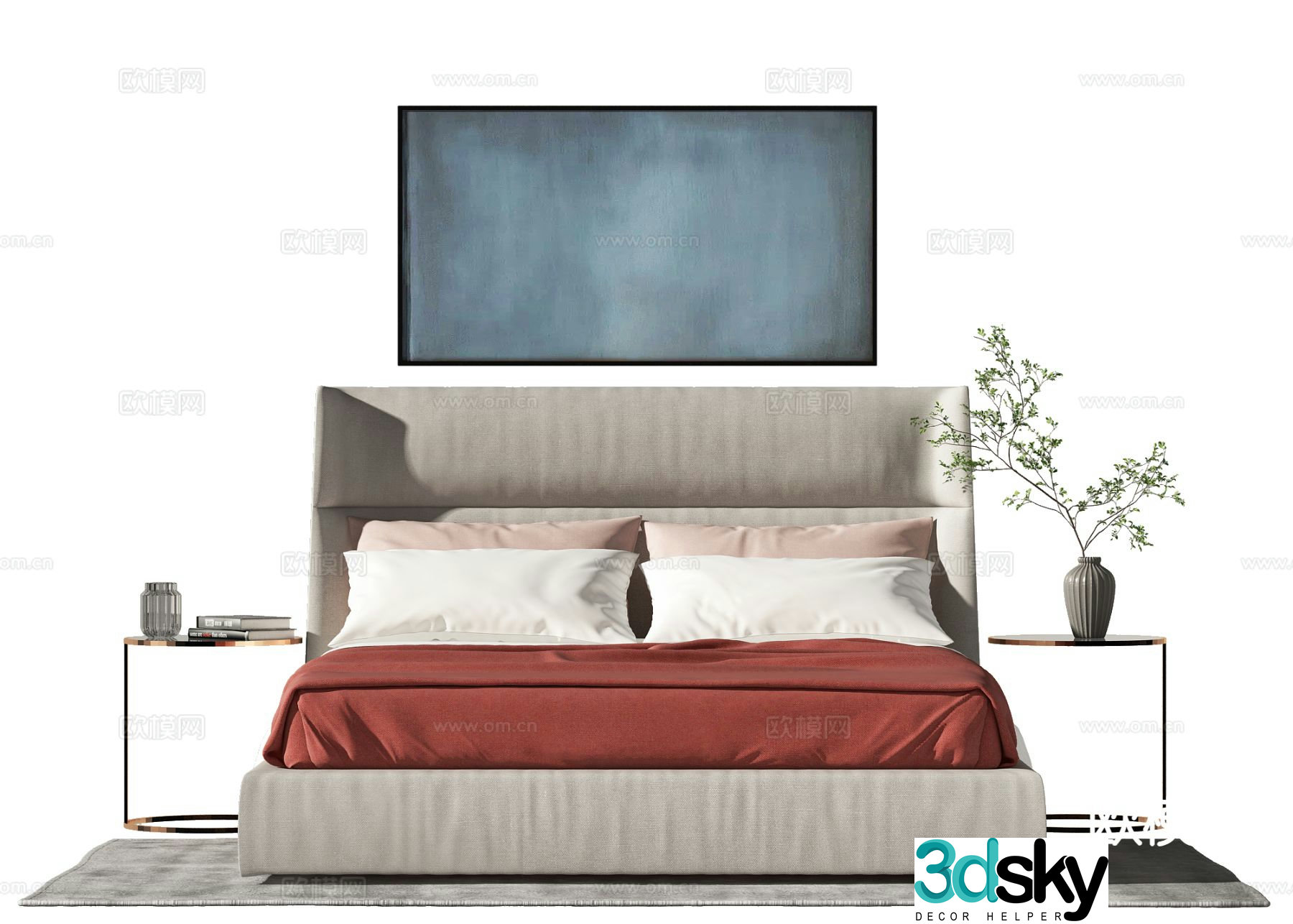 Modern double bed 3d model