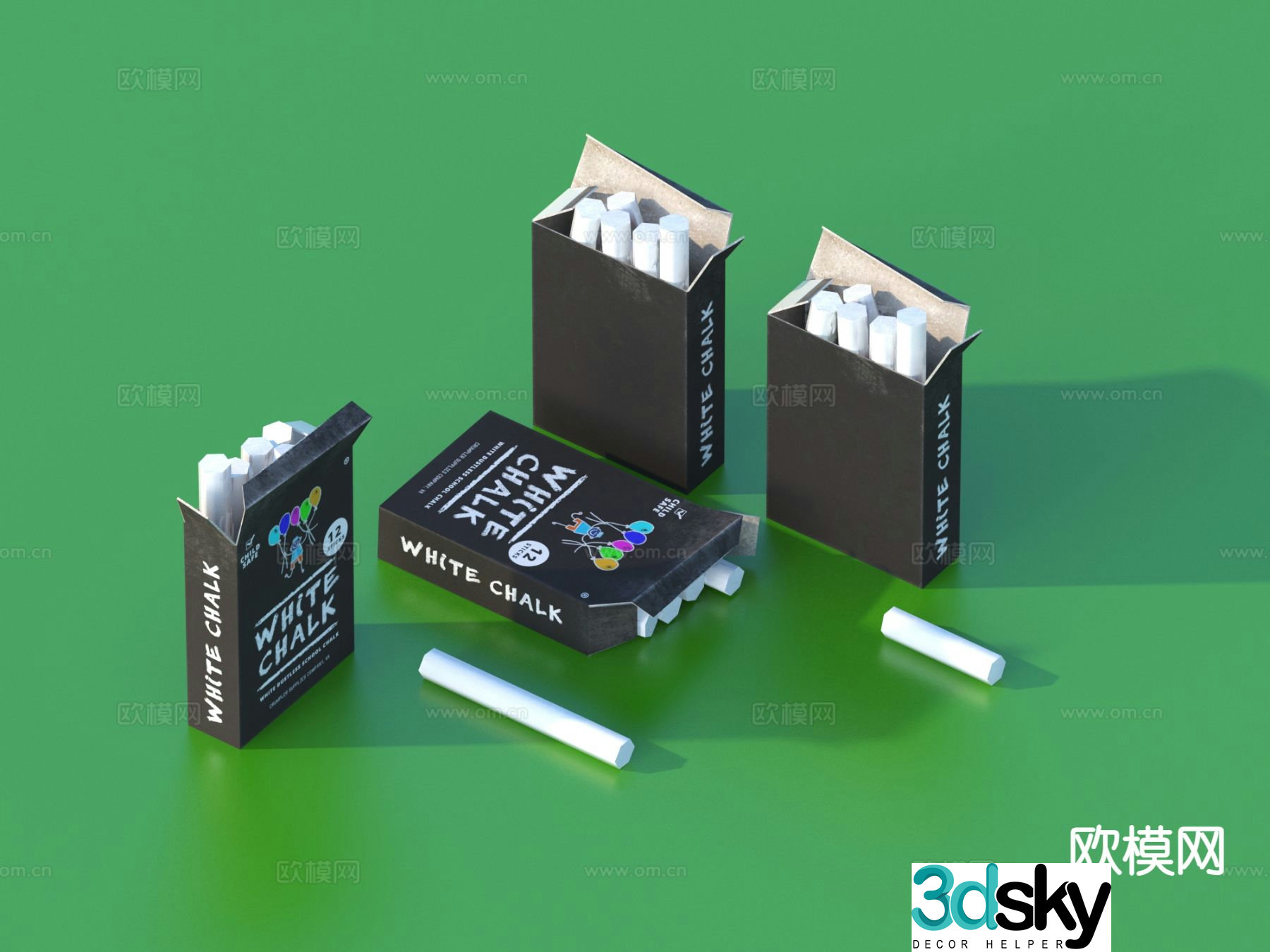 Chalk chalk box 3d model