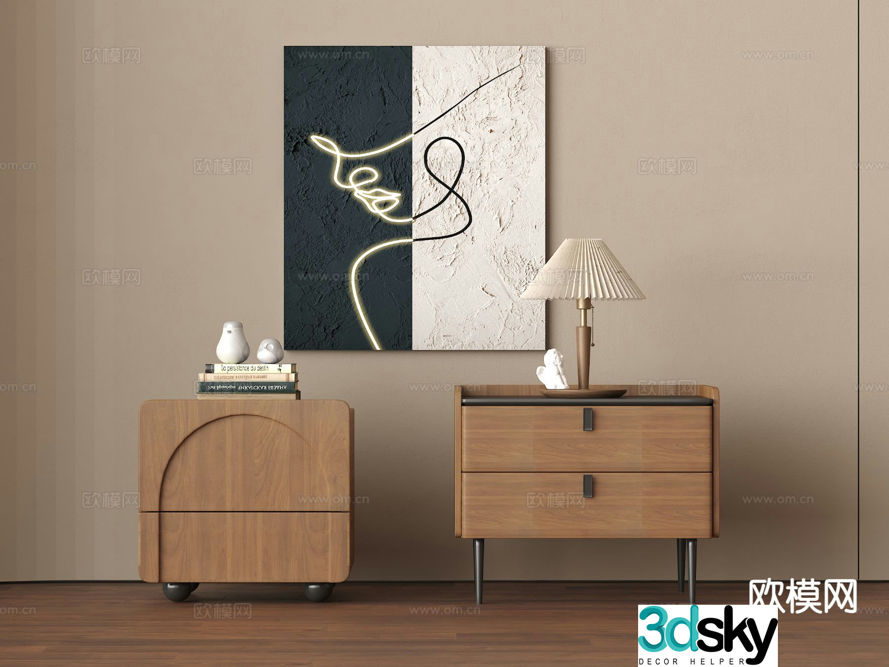 Log style bedside table 3d model