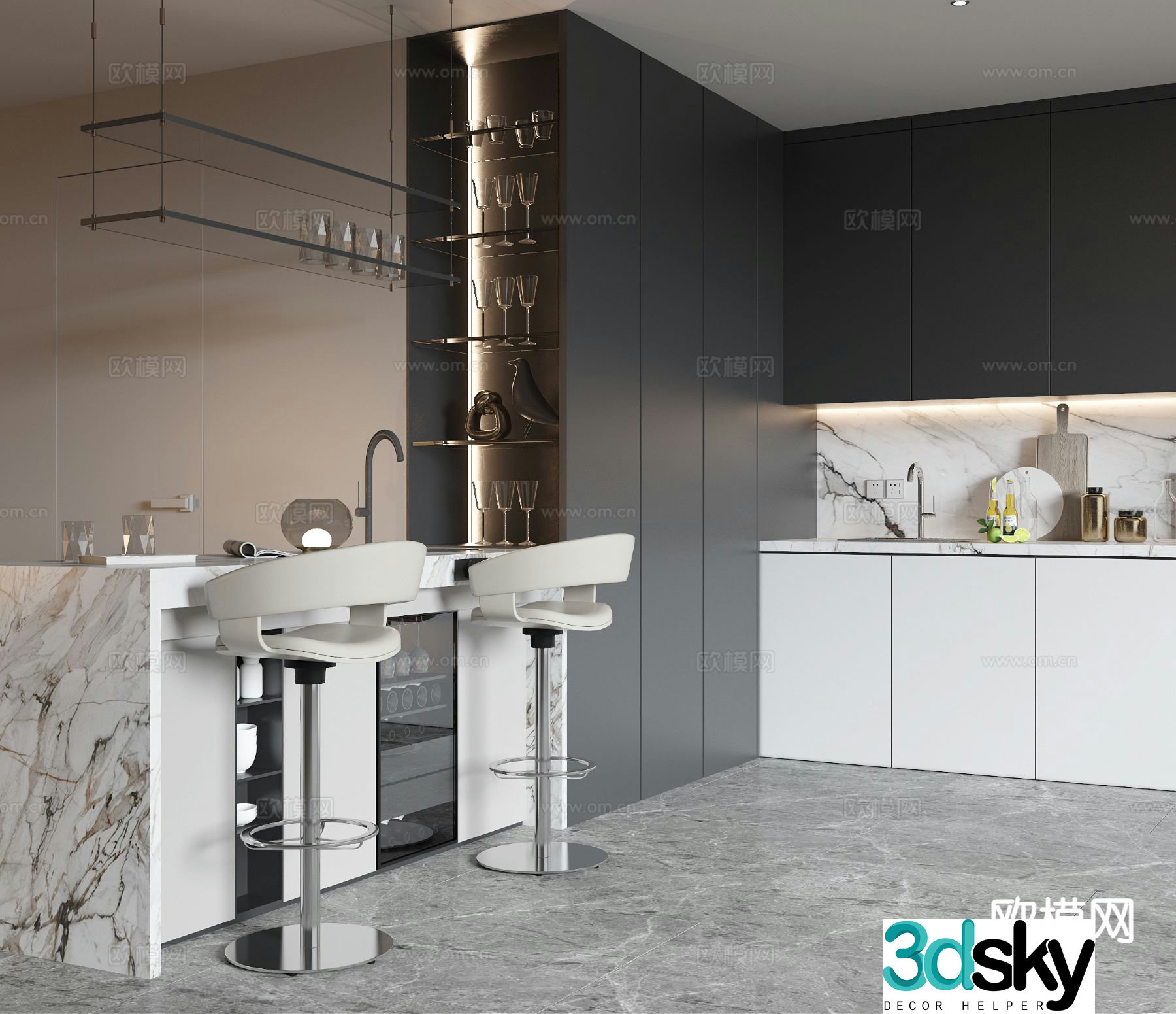 Modern bar stool 3d model