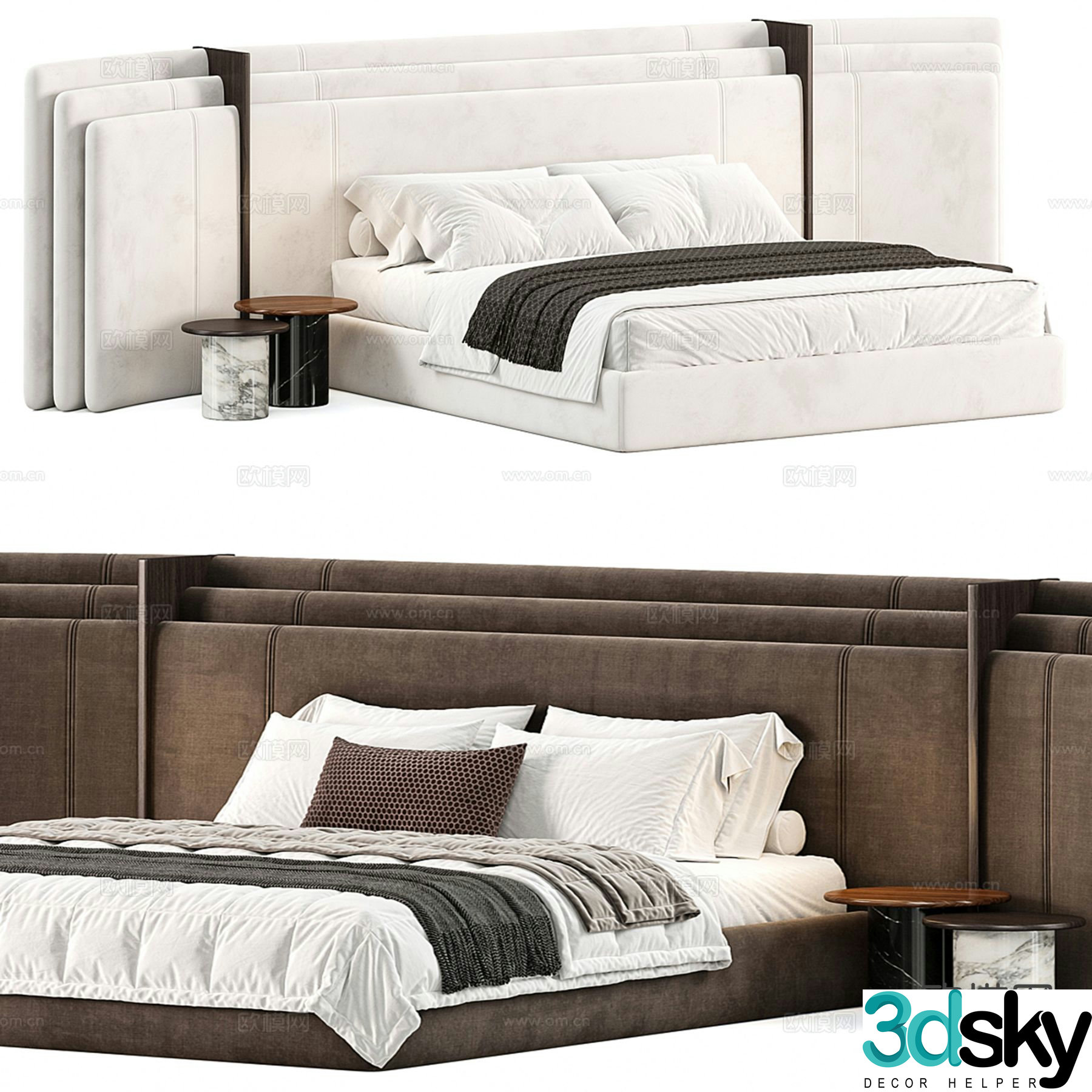 Italian double bed 3d model