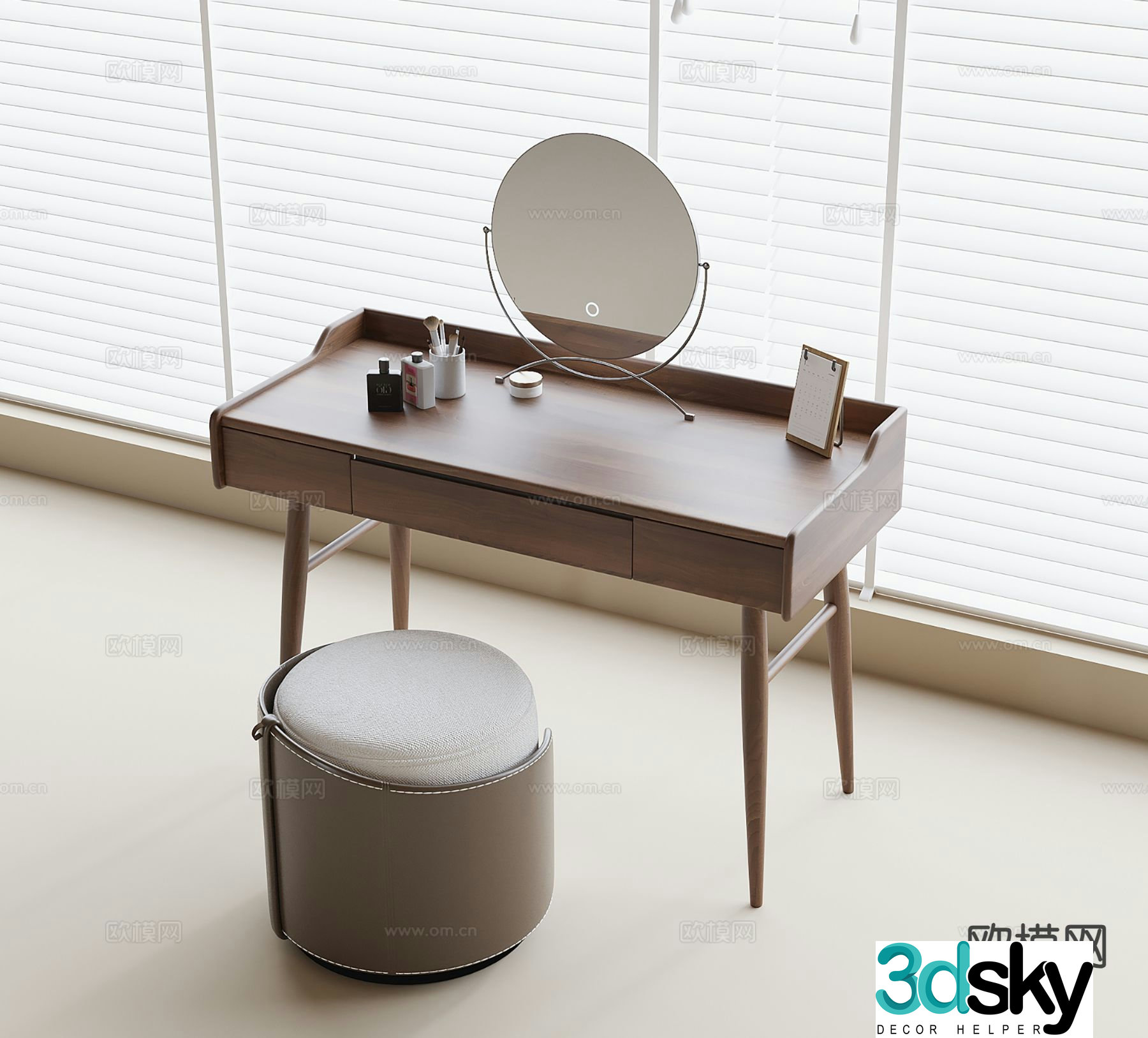 Modern dressing table makeup stool 3d model