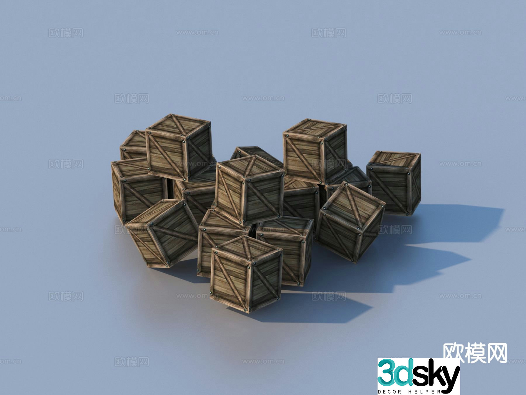 Wooden box props game props 3D model