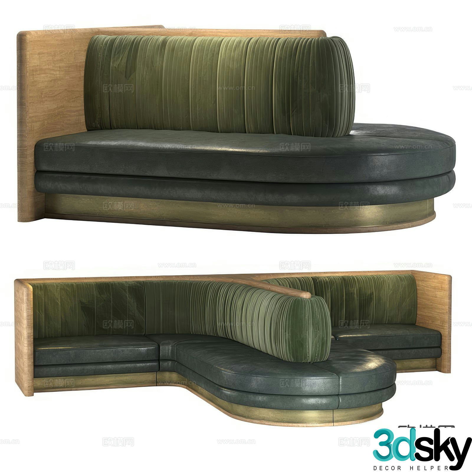 Card seat sofa leather sofa 3d model