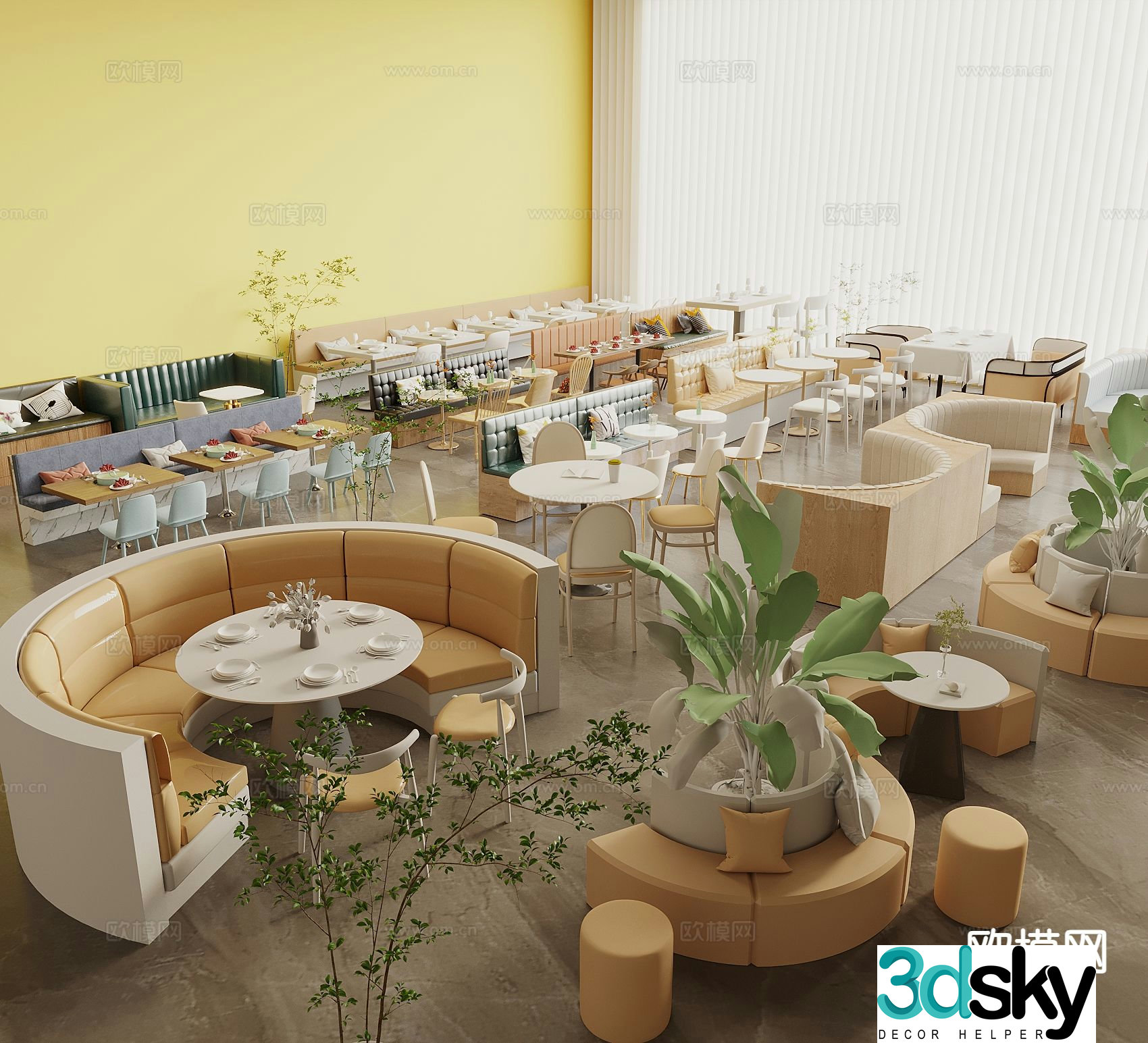 Modern restaurant booth 3d model