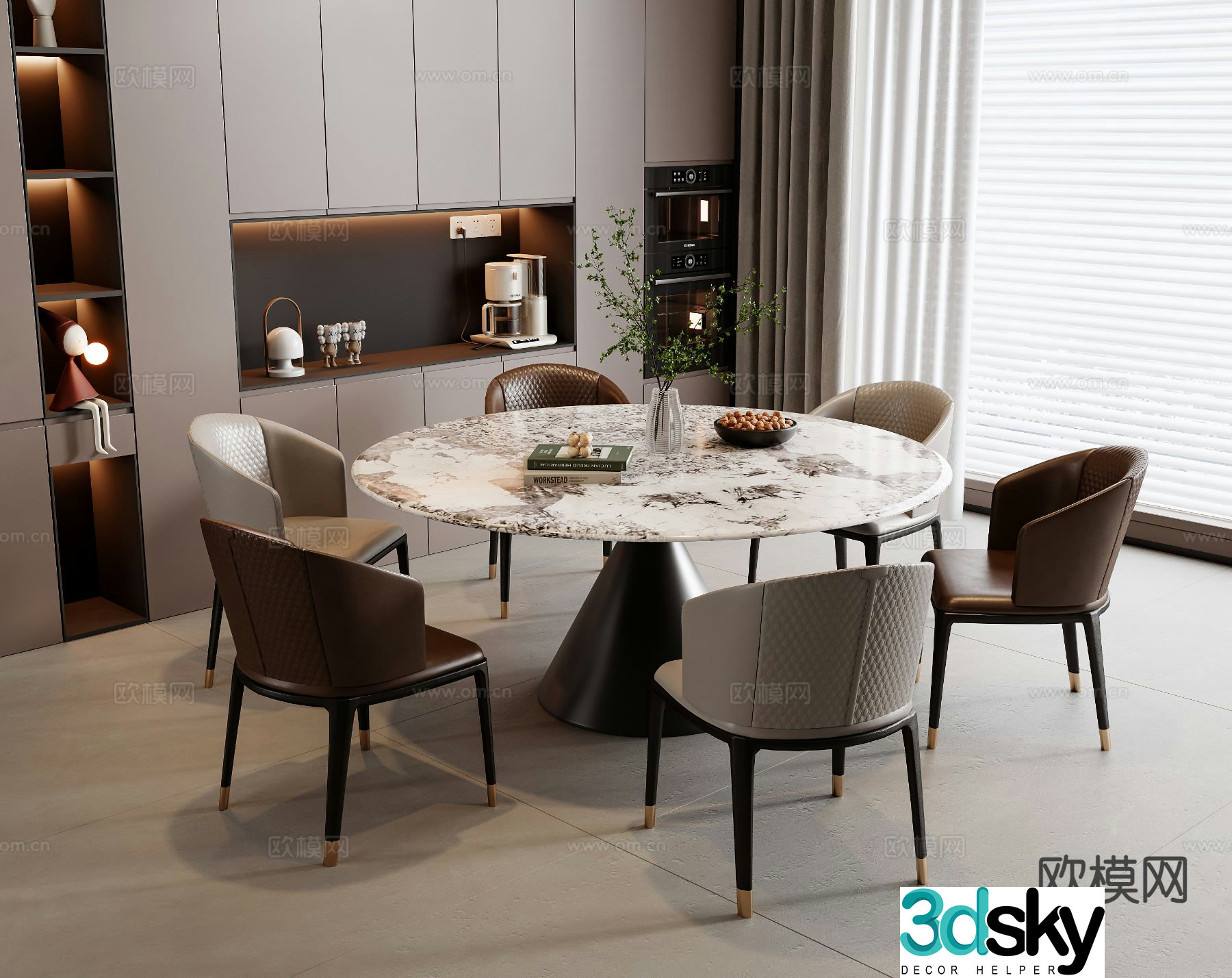 Italian dining table and chairs 3d model