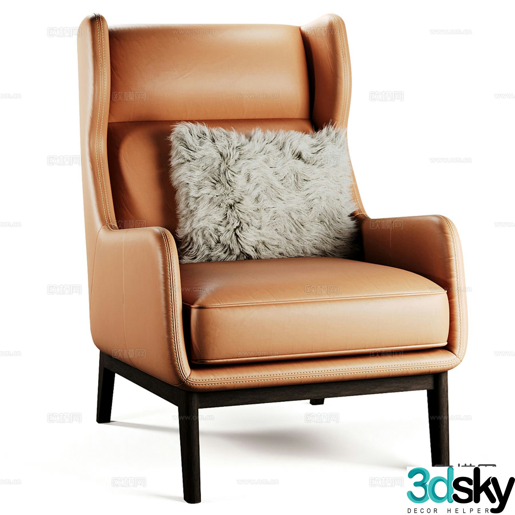 Italian style chair leisure chair 3d model