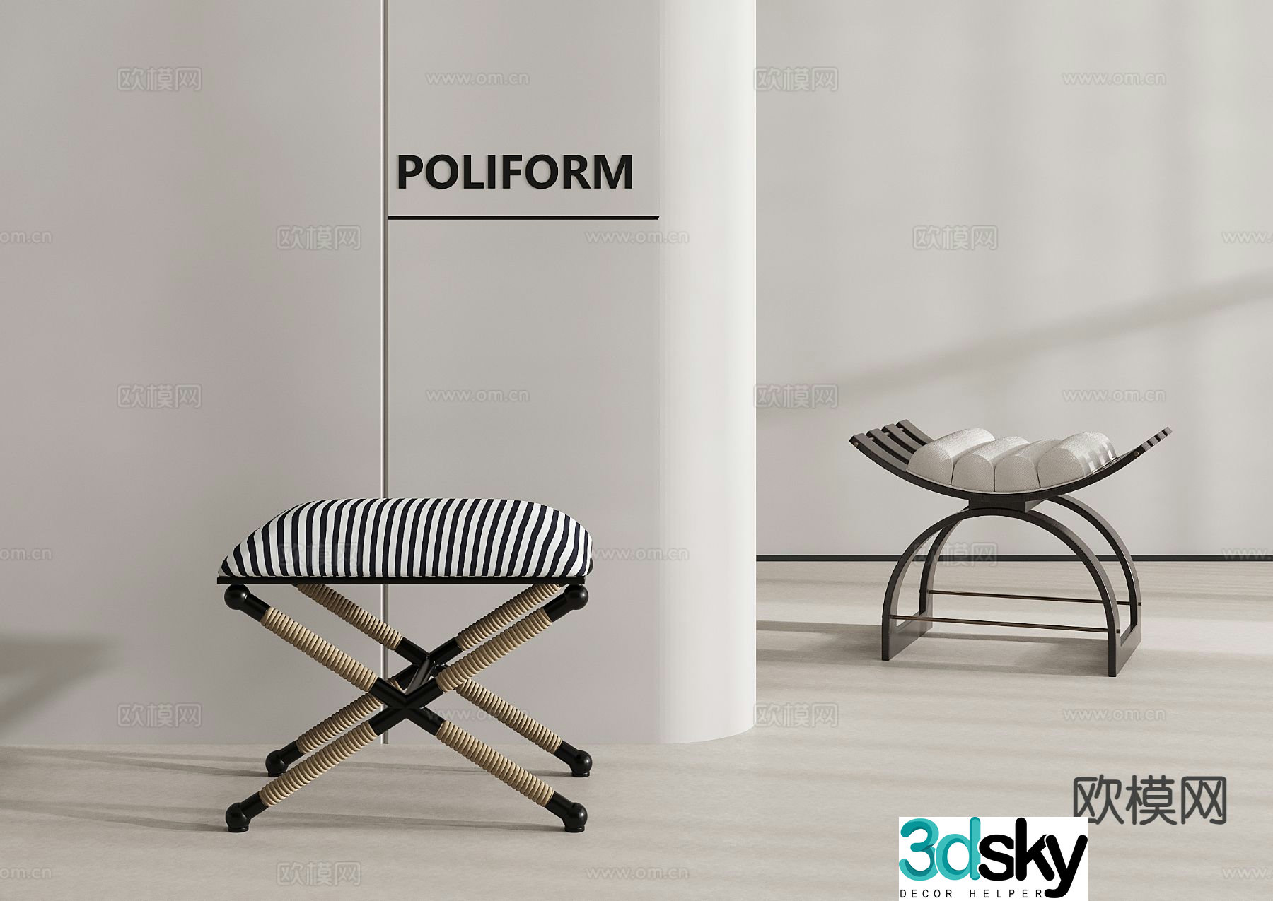 French shoe changing bench 3d model