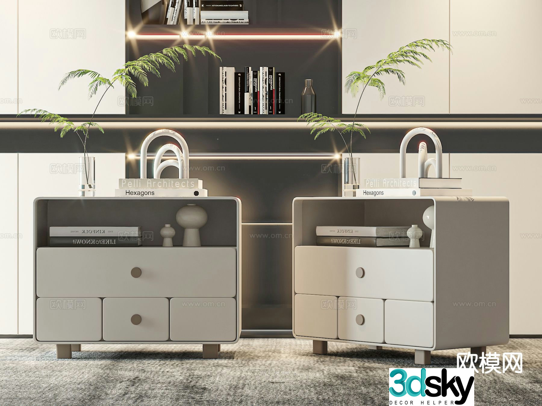 Italian bedside table 3d model