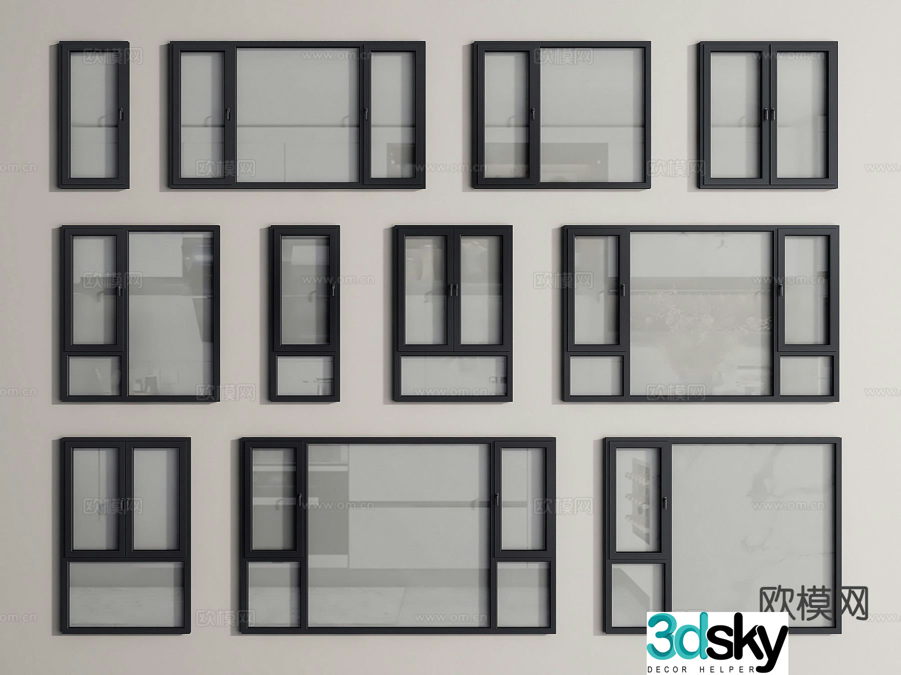 Modern windows casement windows floor-to-ceiling windows 3d model