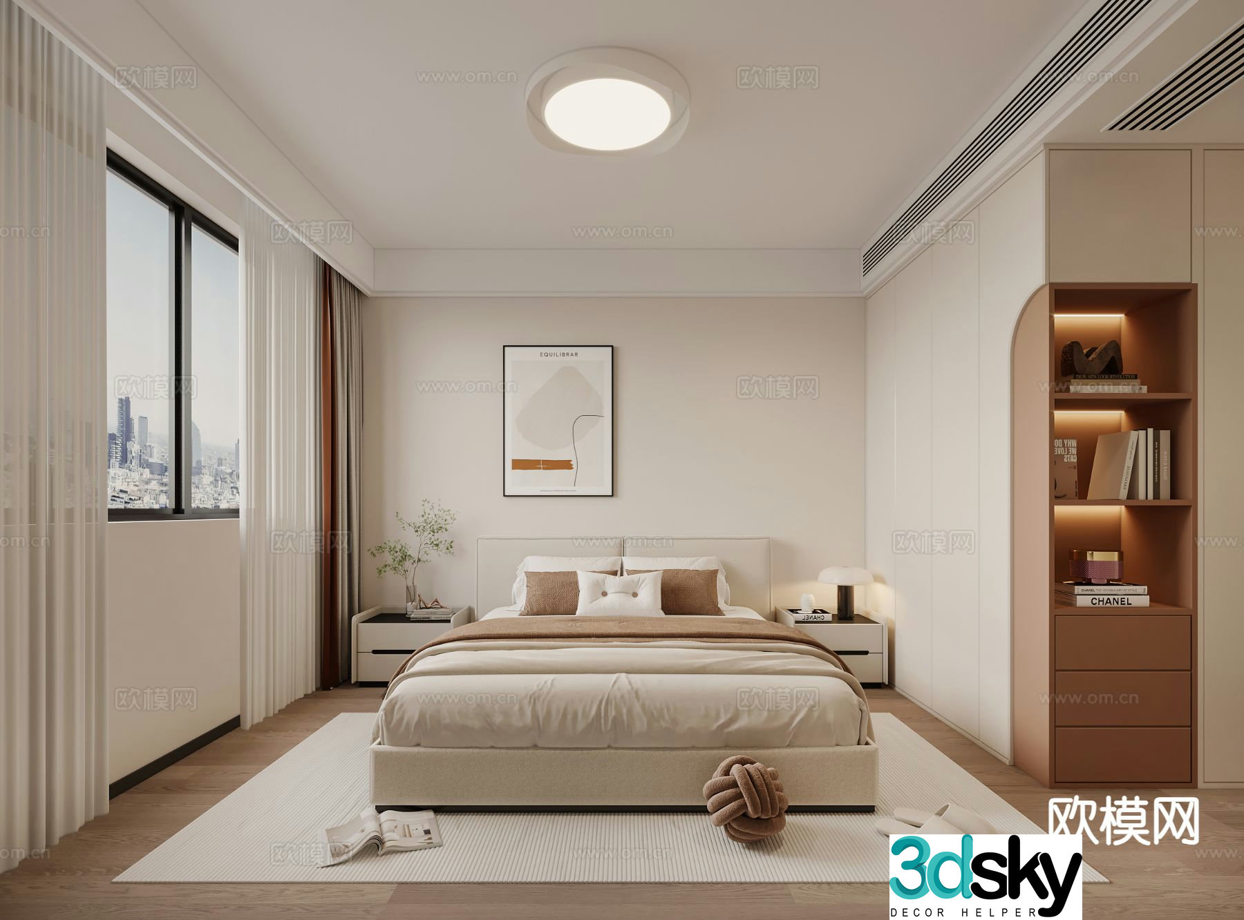 Creamy Bedroom Master Bedroom 3D Model