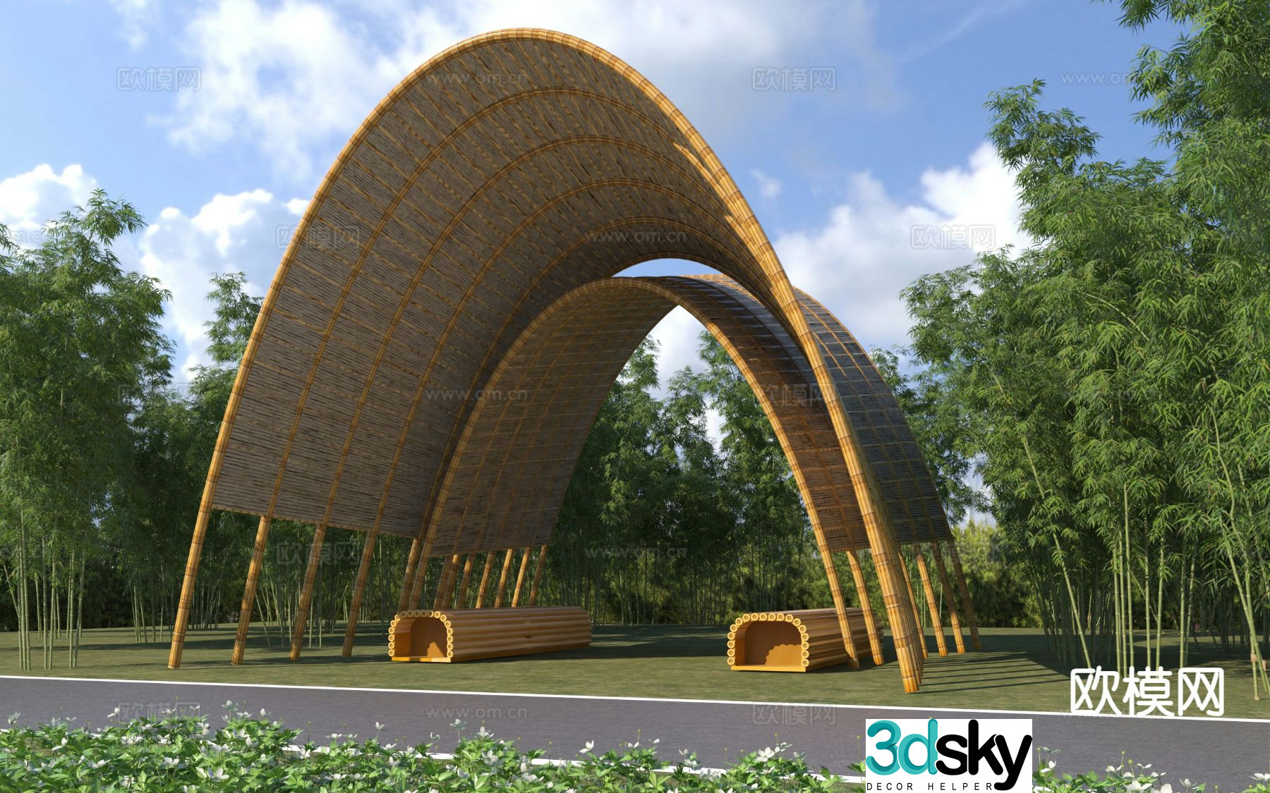Special-shaped gallery landscape gallery leisure gallery 3d model