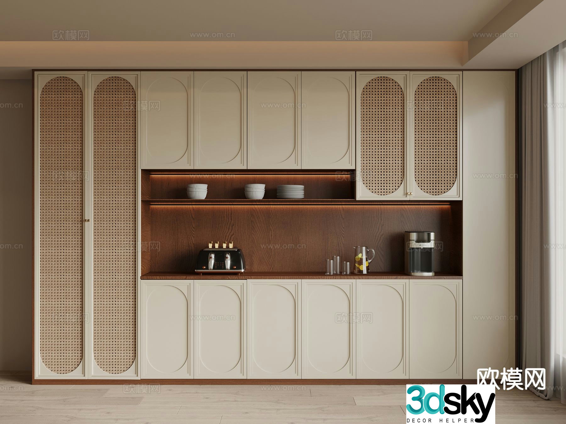 Middle-aged wine cabinet sideboard 3D model