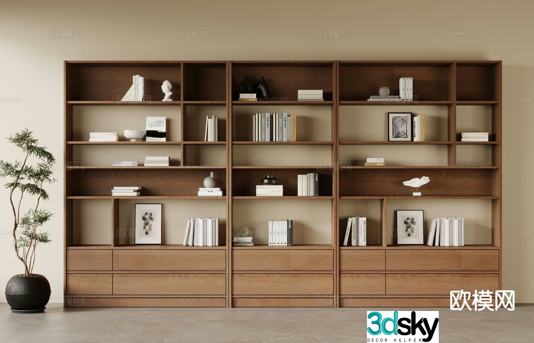 Medieval style bookcase bookshelf 3d model