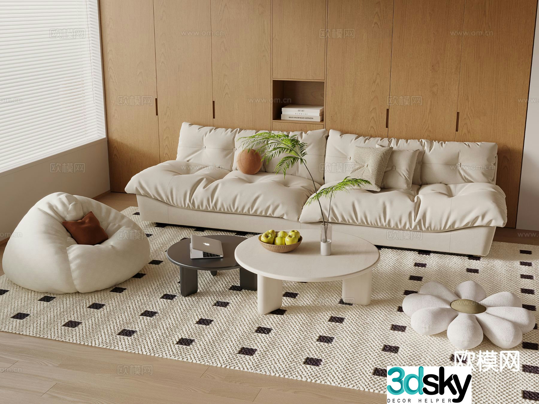 Cream style modular sofa 3d model