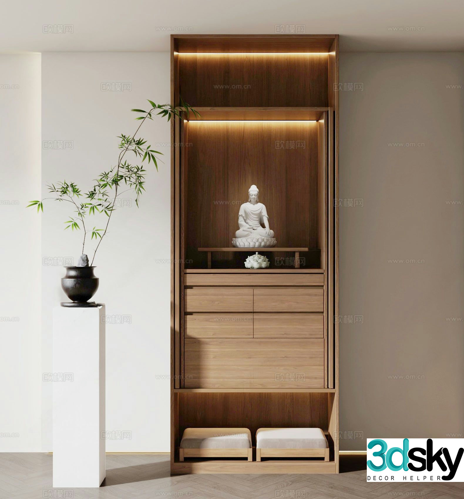 New Chinese style Buddhist altar 3D model