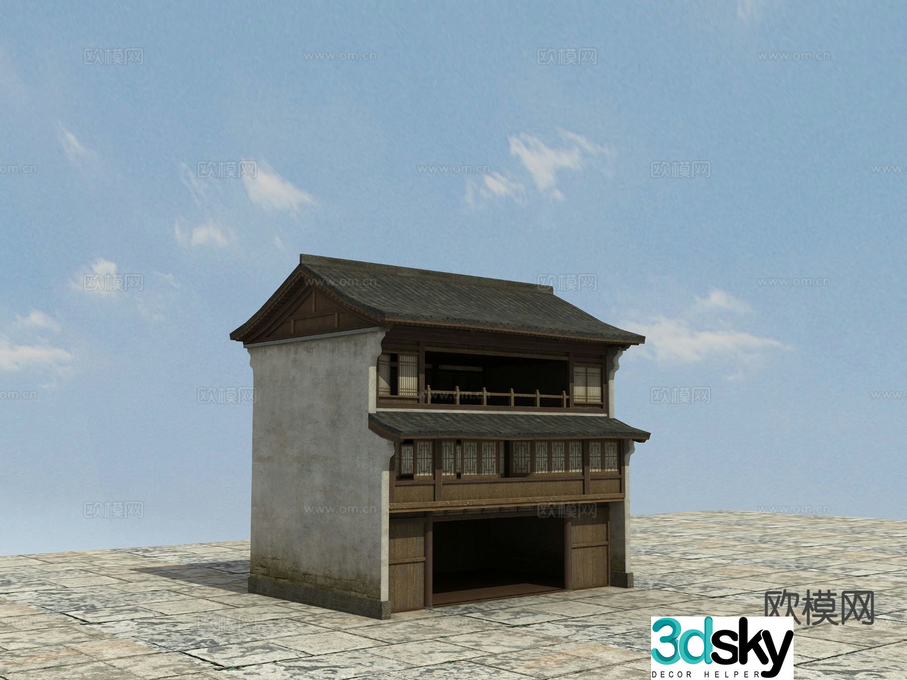 Chinese ancient building tower loft 3d model