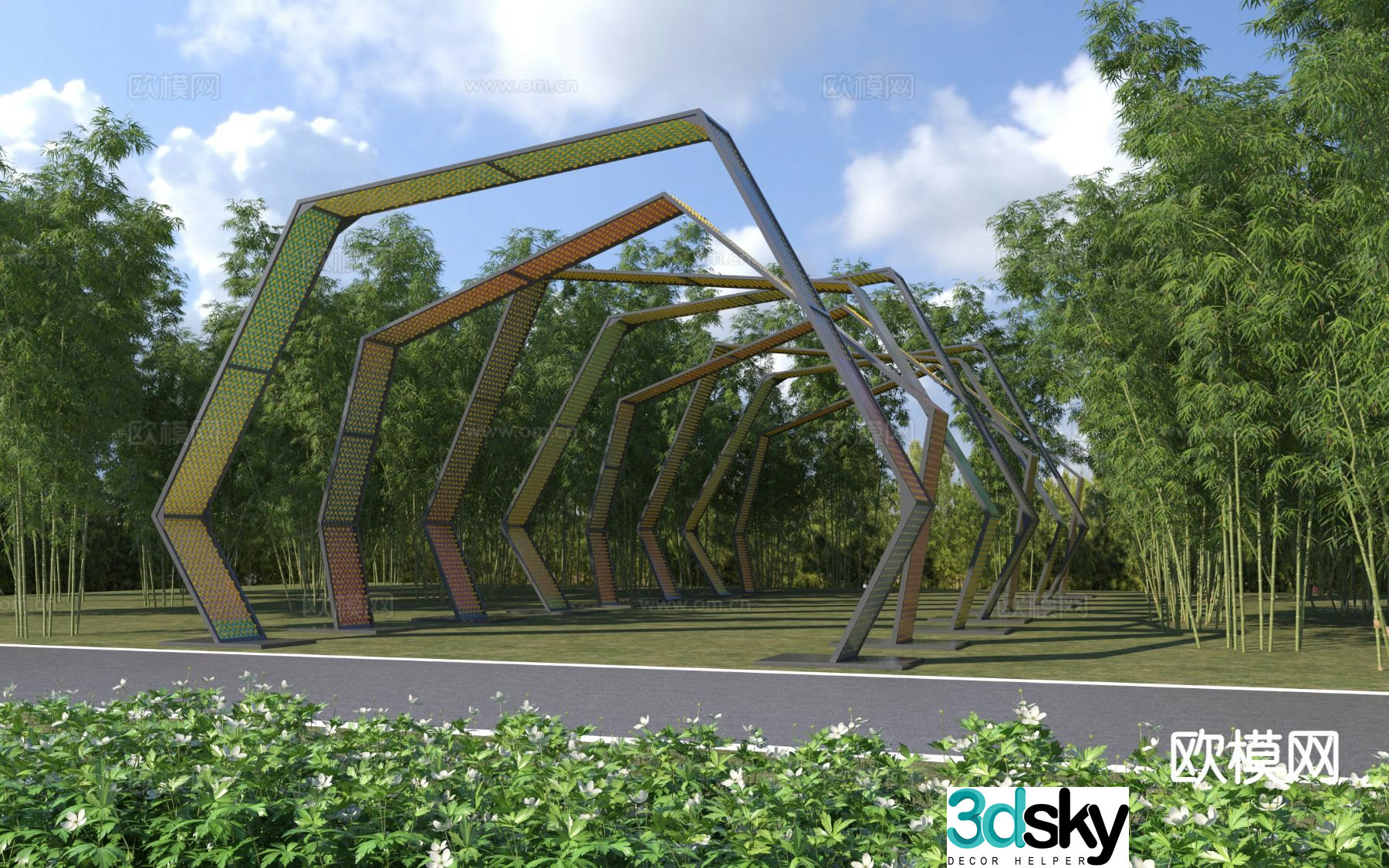 Special-shaped gallery landscape gallery leisure gallery 3D model