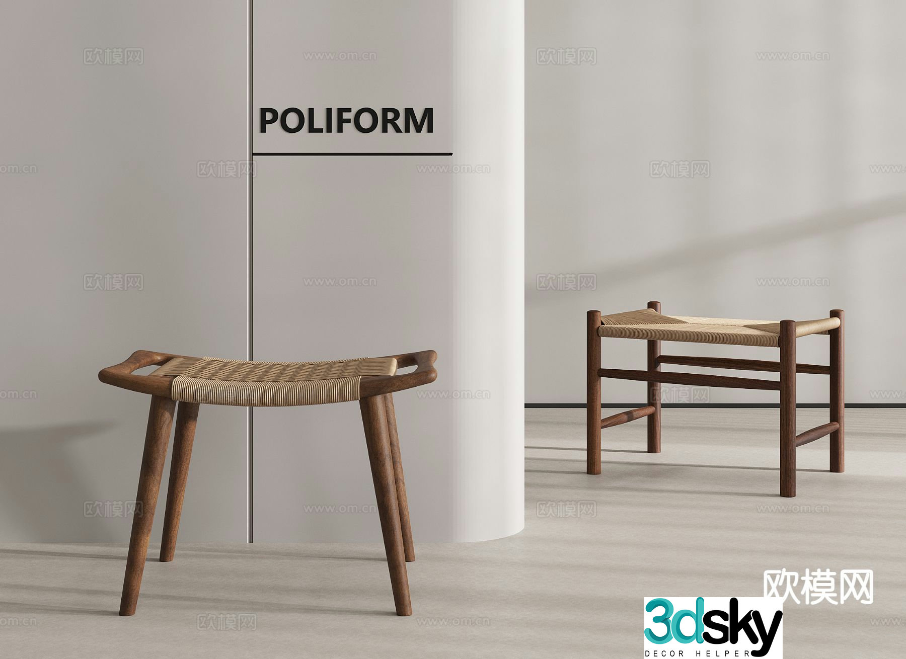 Medieval style stool shoe changing stool low stool 3D model