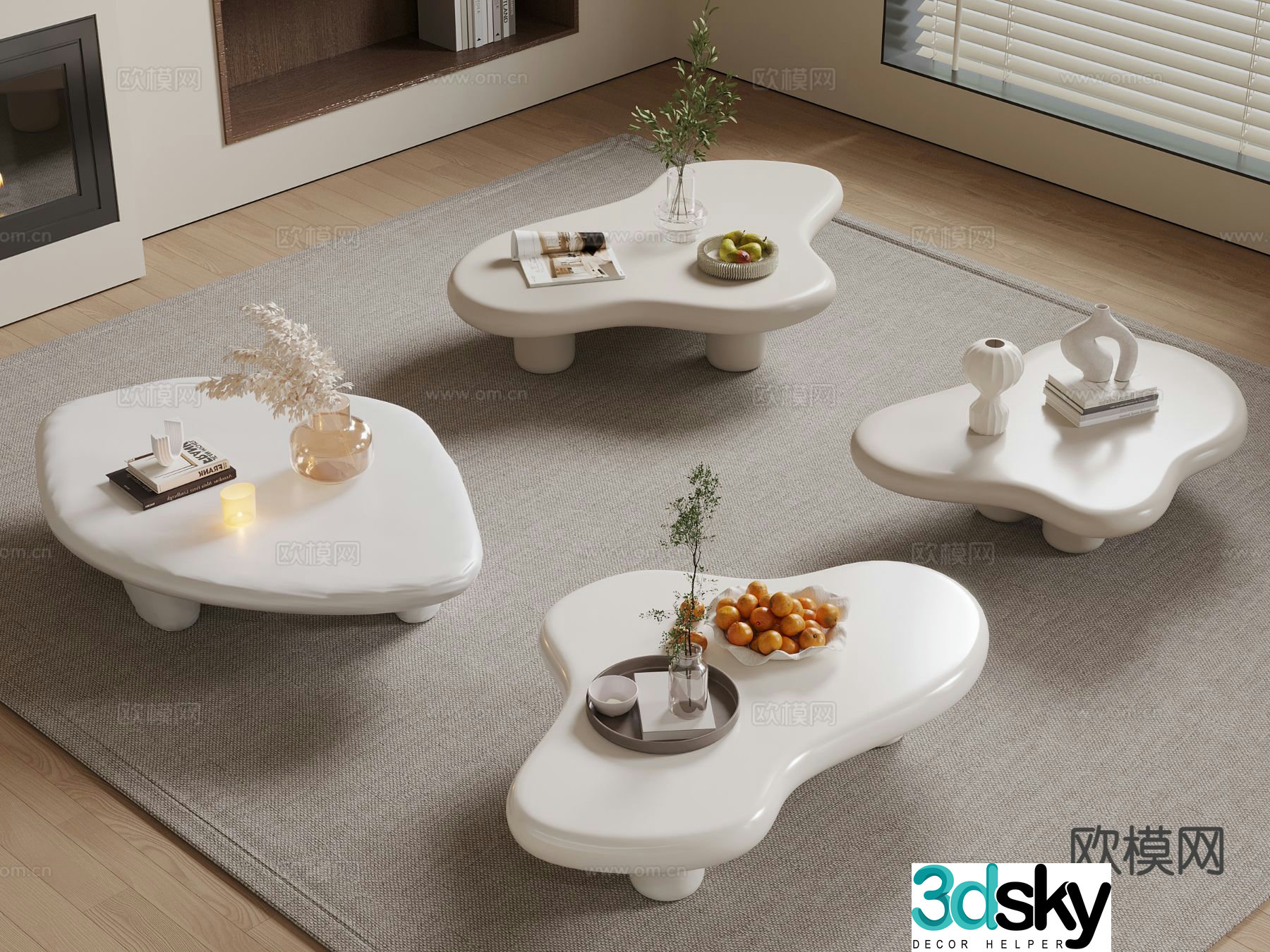 Cream style coffee table 3d model