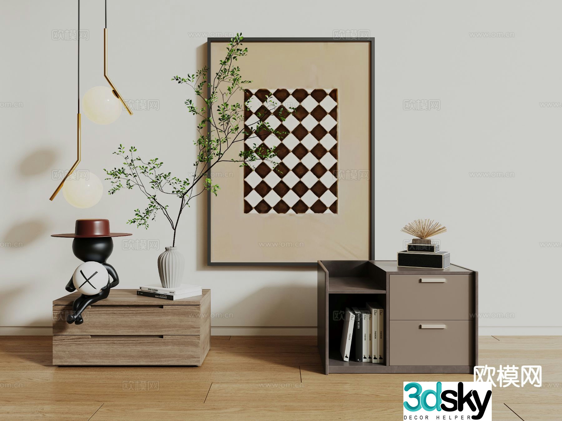 Modern bedside table 3d model