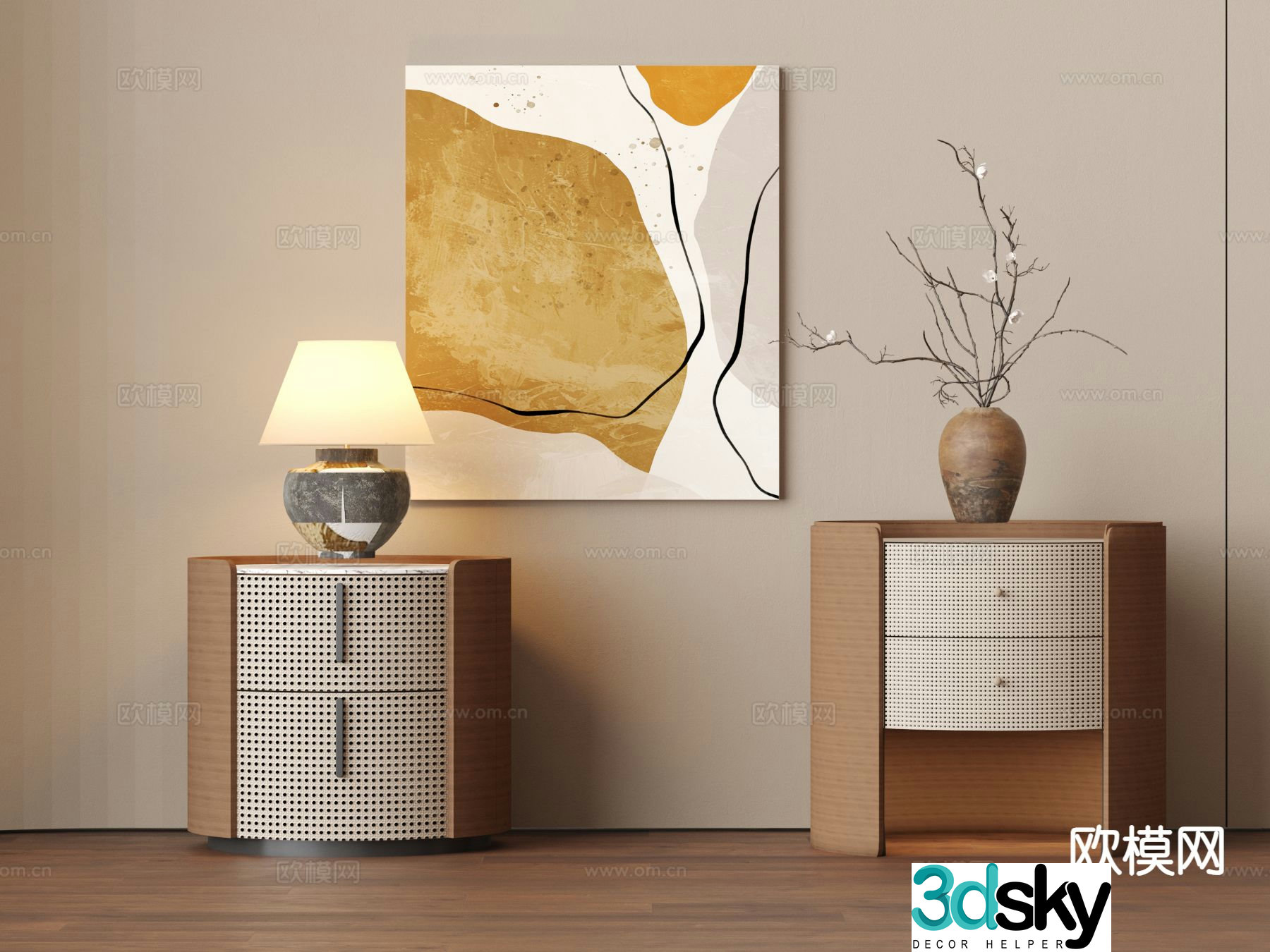 New Chinese style bedside table 3d model