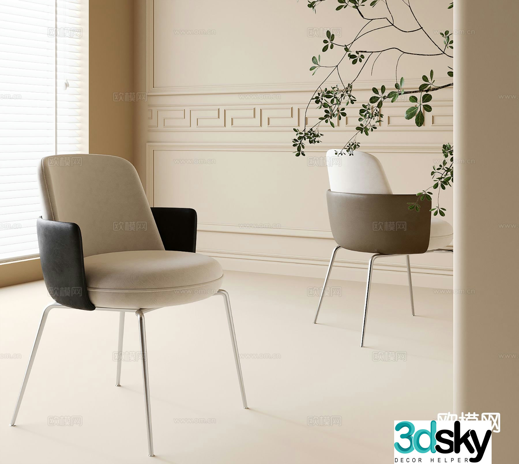 Modern chair dining chair 3d model