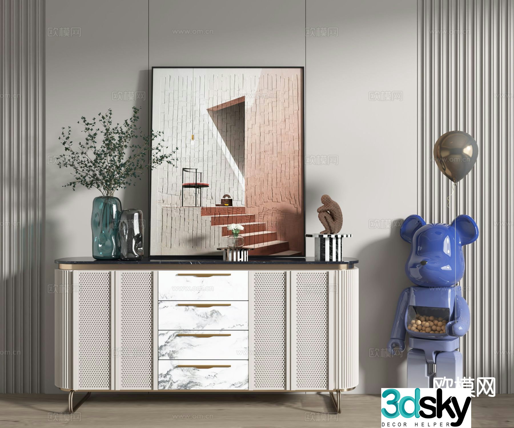 Modern side cabinet entrance cabinet 3d model