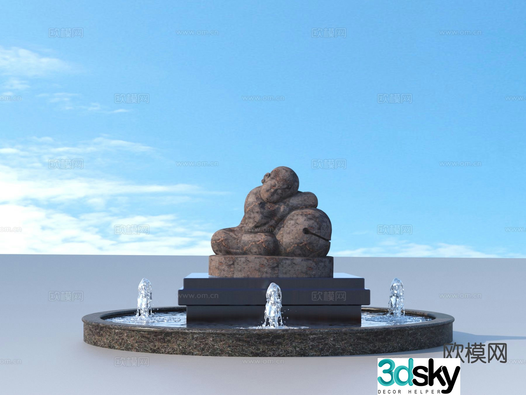 urban landscape waterscape sculpture 3d model