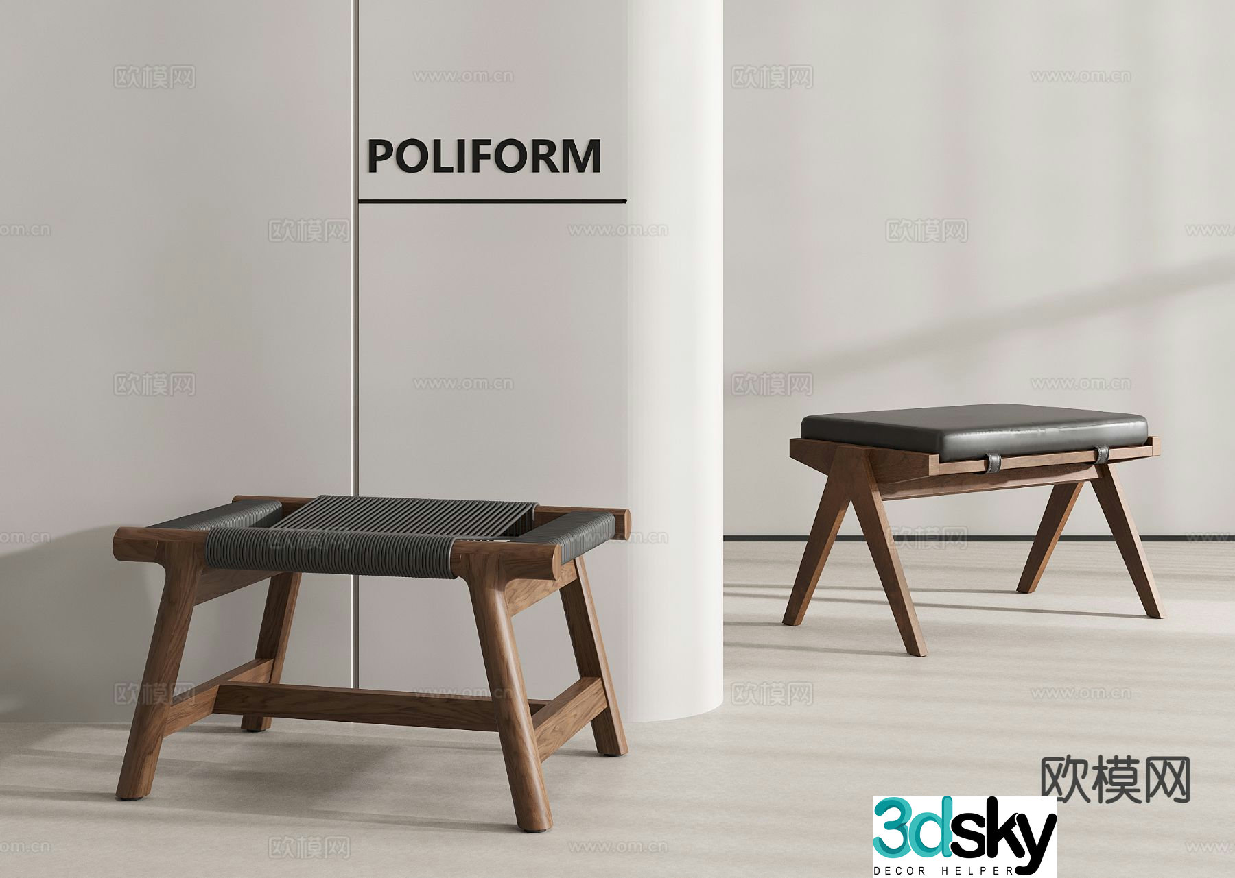 Medieval style shoe changing bench bench 3d model