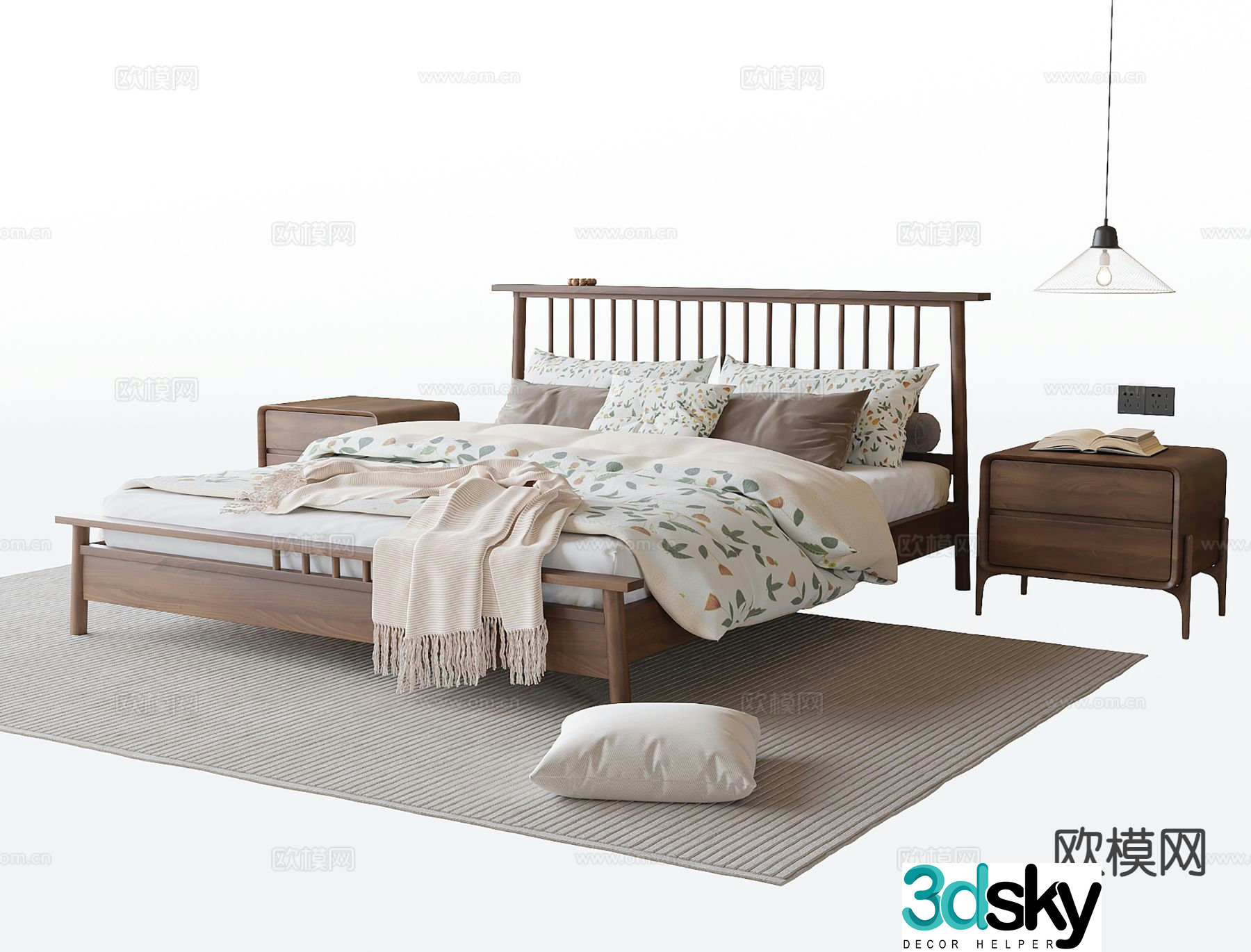 Modern double bed 3d model