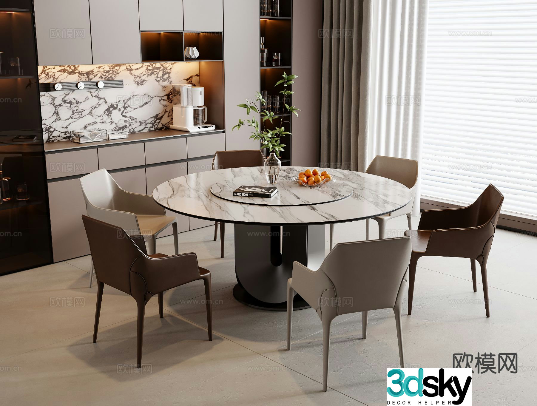 Italian dining table and chairs 3d model
