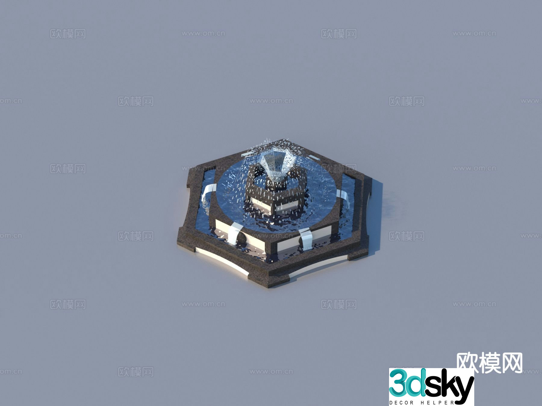fountain water feature gardening sketch 3d model