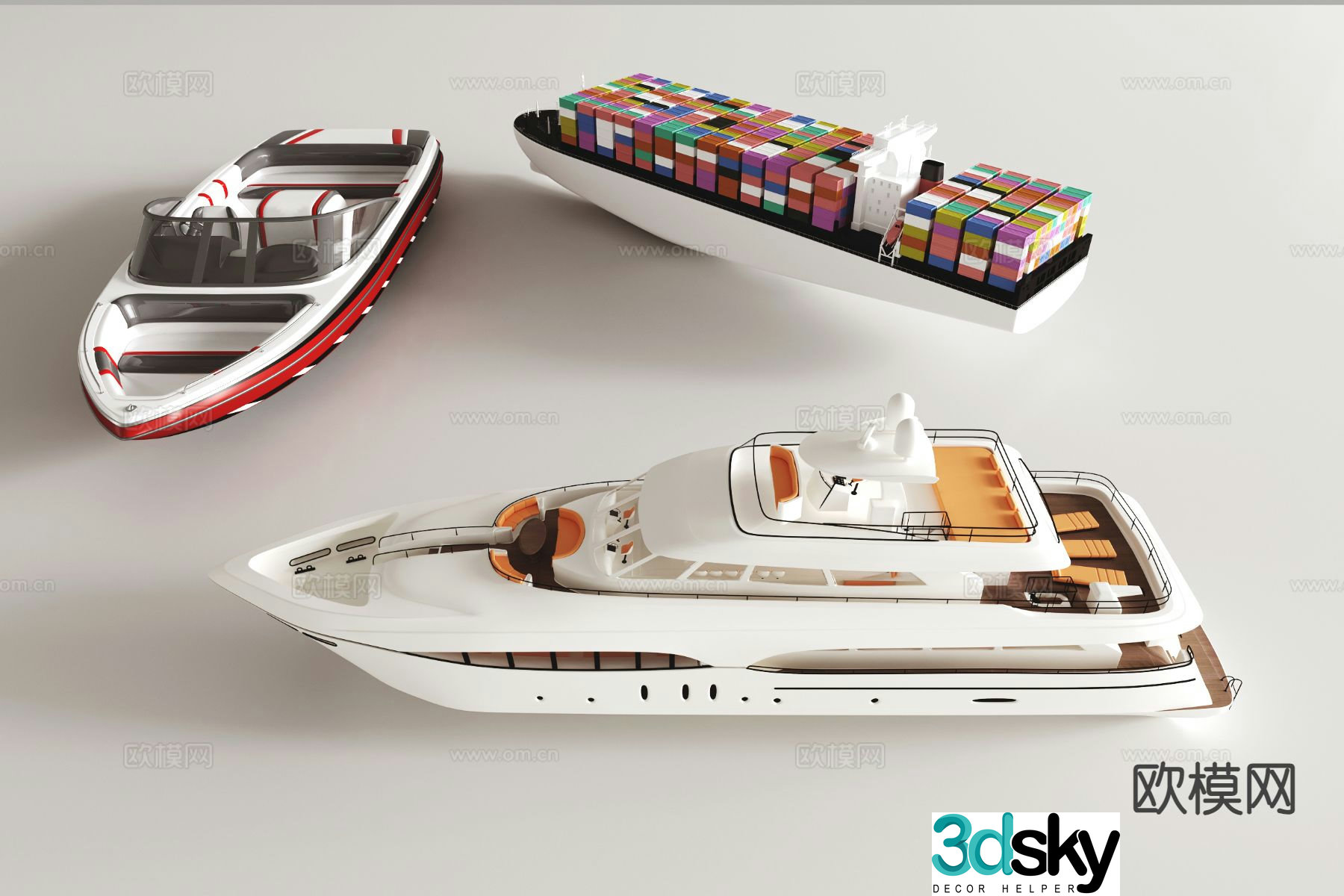 boat speedboat yacht guest cruise 3d model