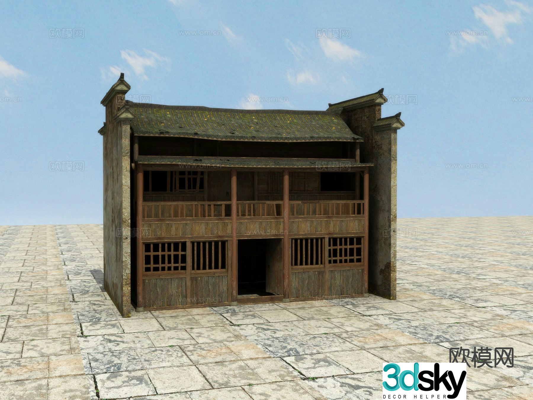 Chinese ancient building tower loft 3d model