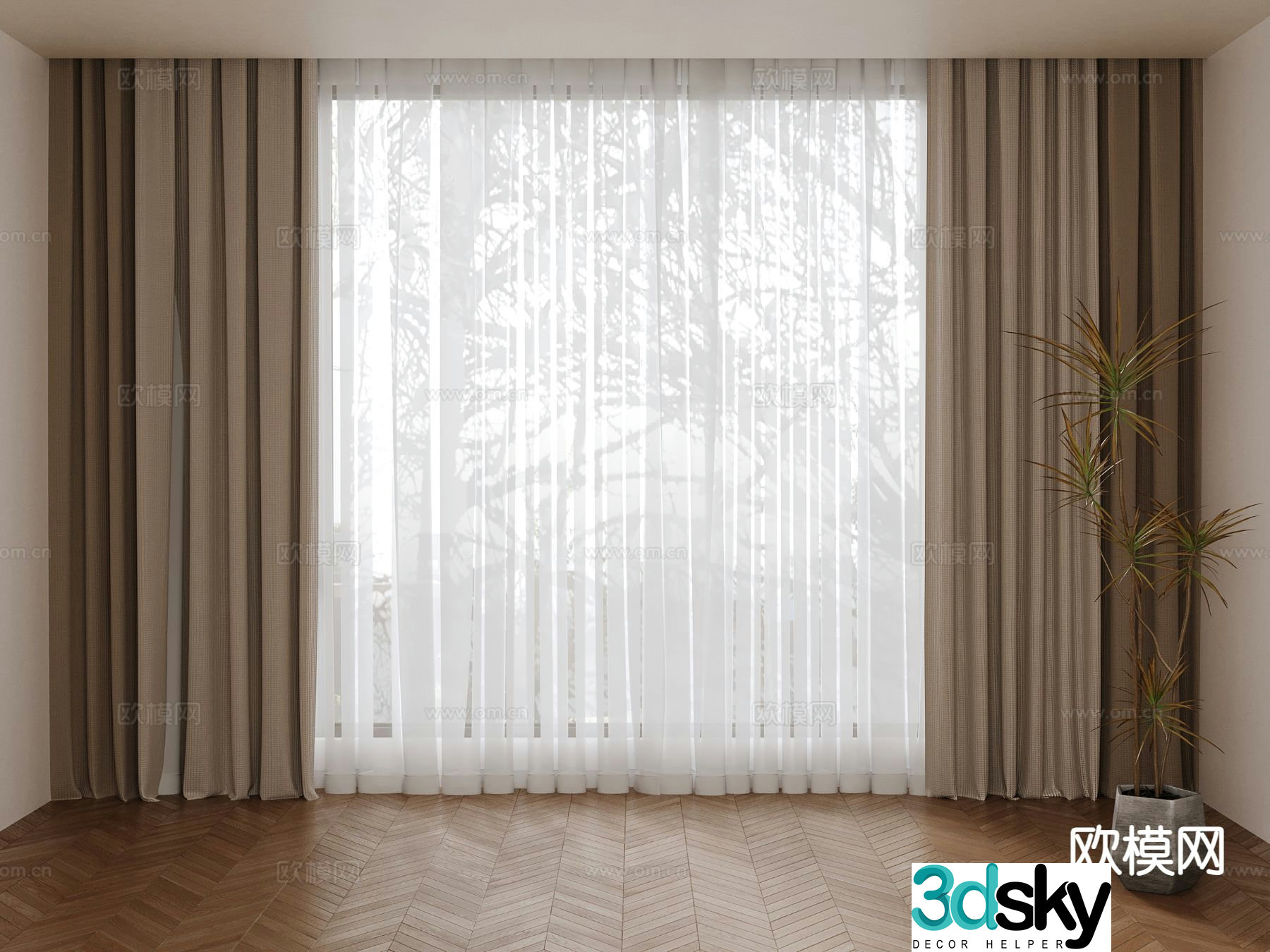 Plain curtain gauze 3d model