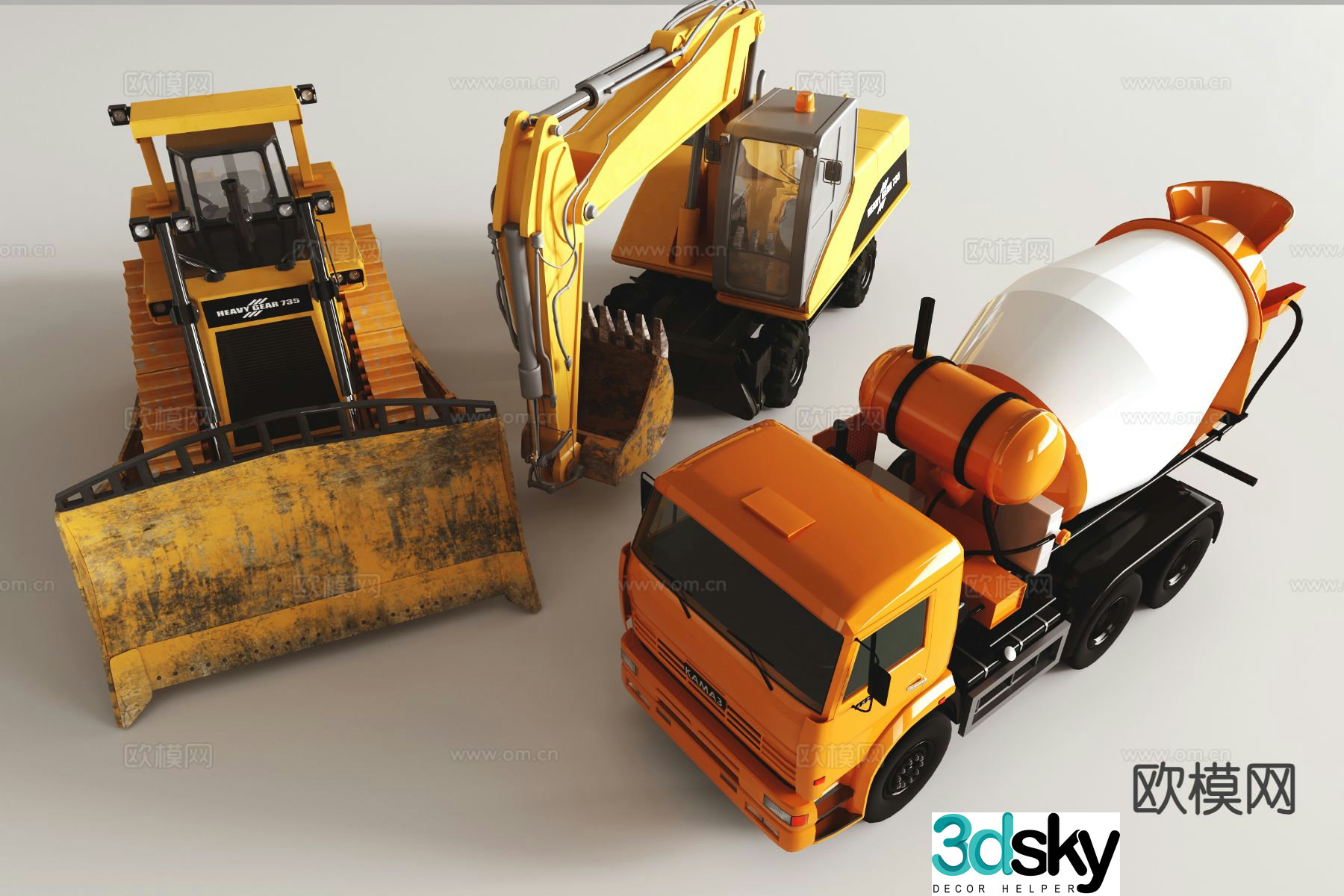 Modern engineering truck cement truck industrial car 3d model