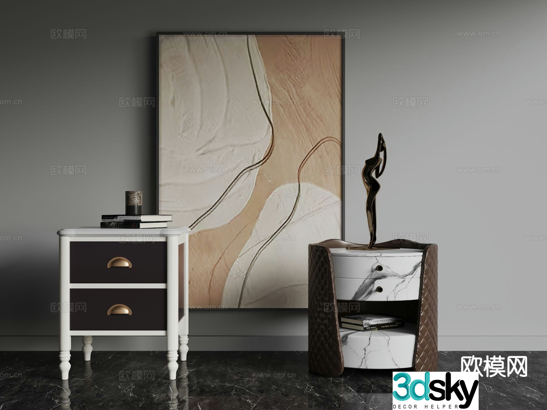 Italian bedside table 3d model