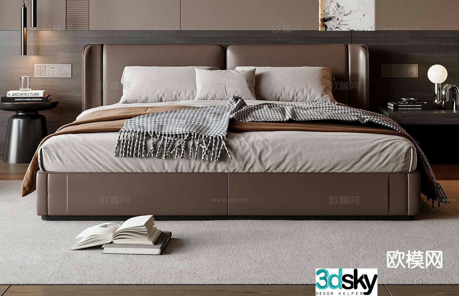 Italian double bed 3d model