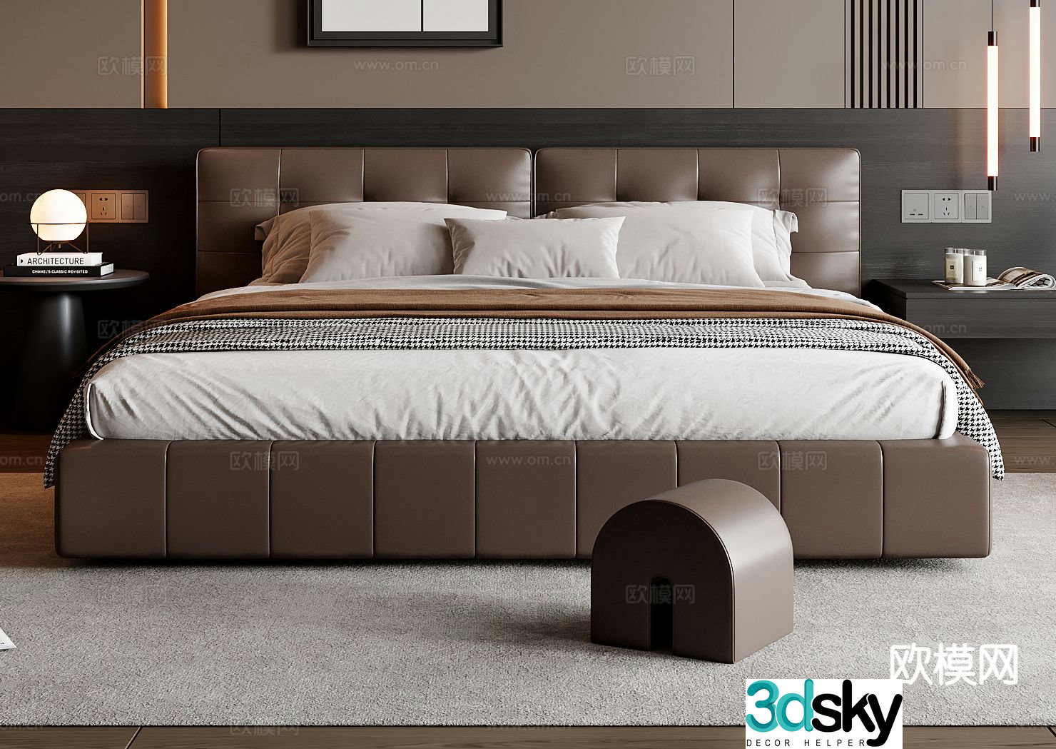 Italian double bed 3d model
