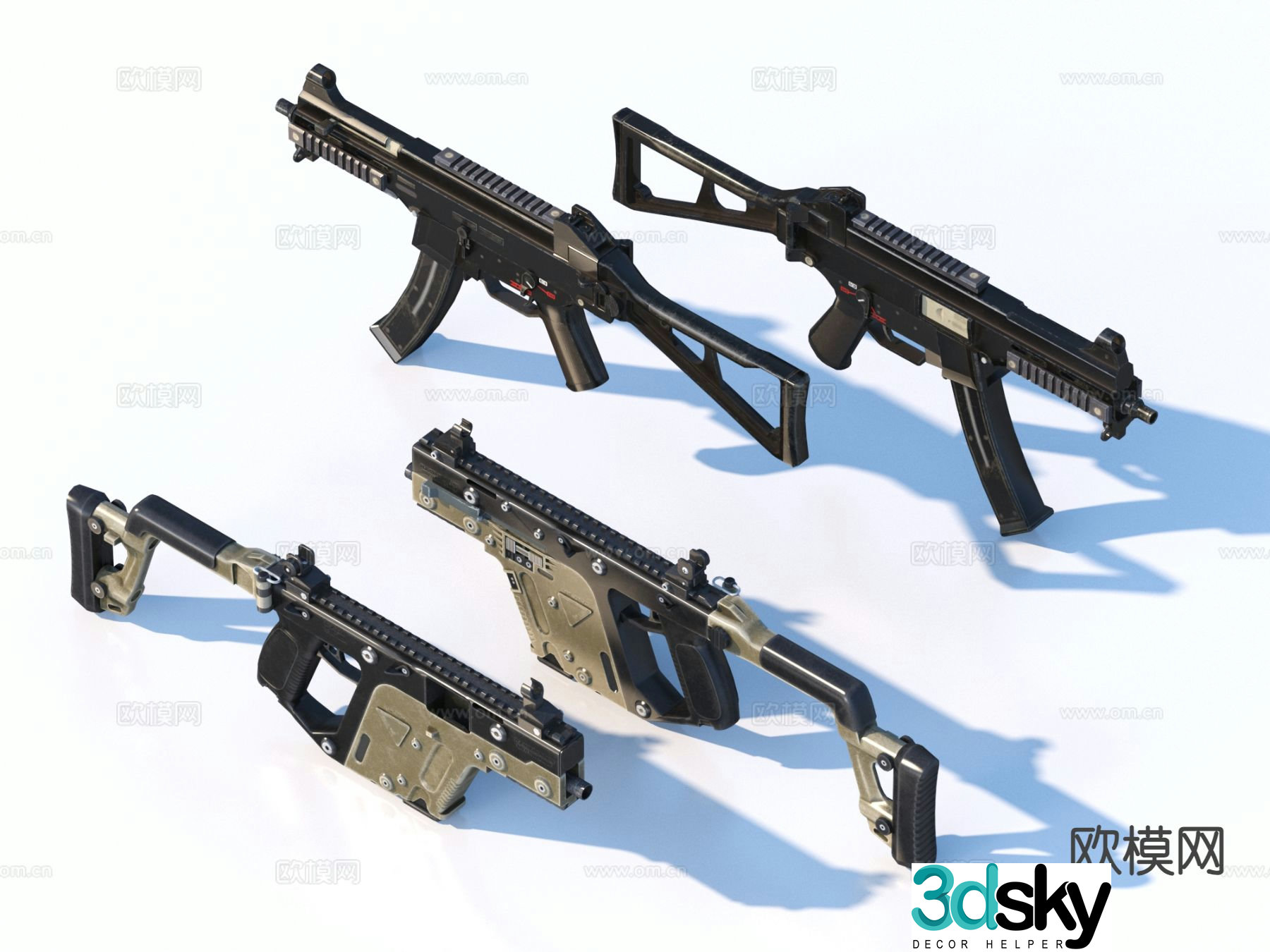 Machine gun rifle submachine gun 3d model